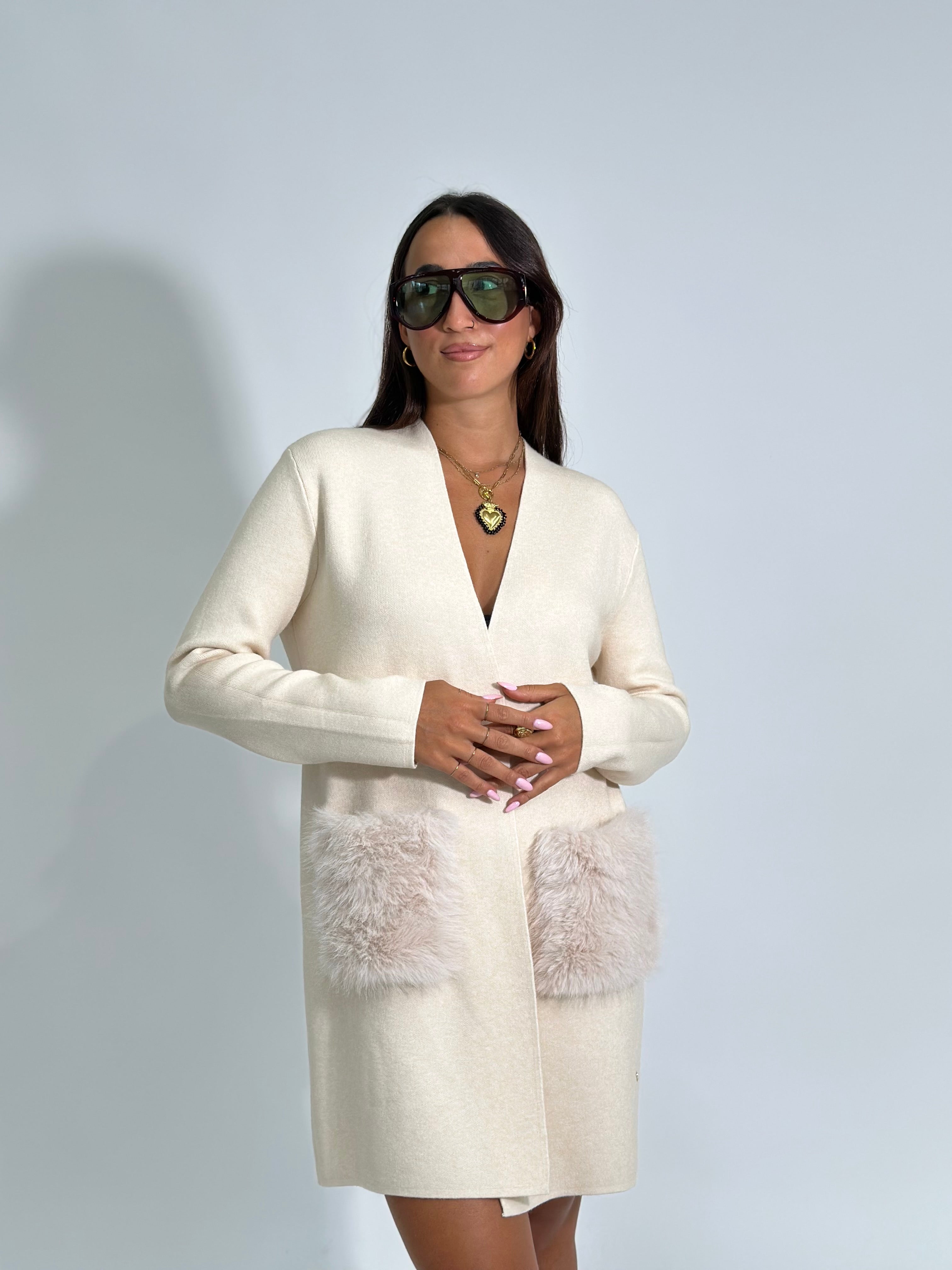 Cardigan tasche 60669 PANNA