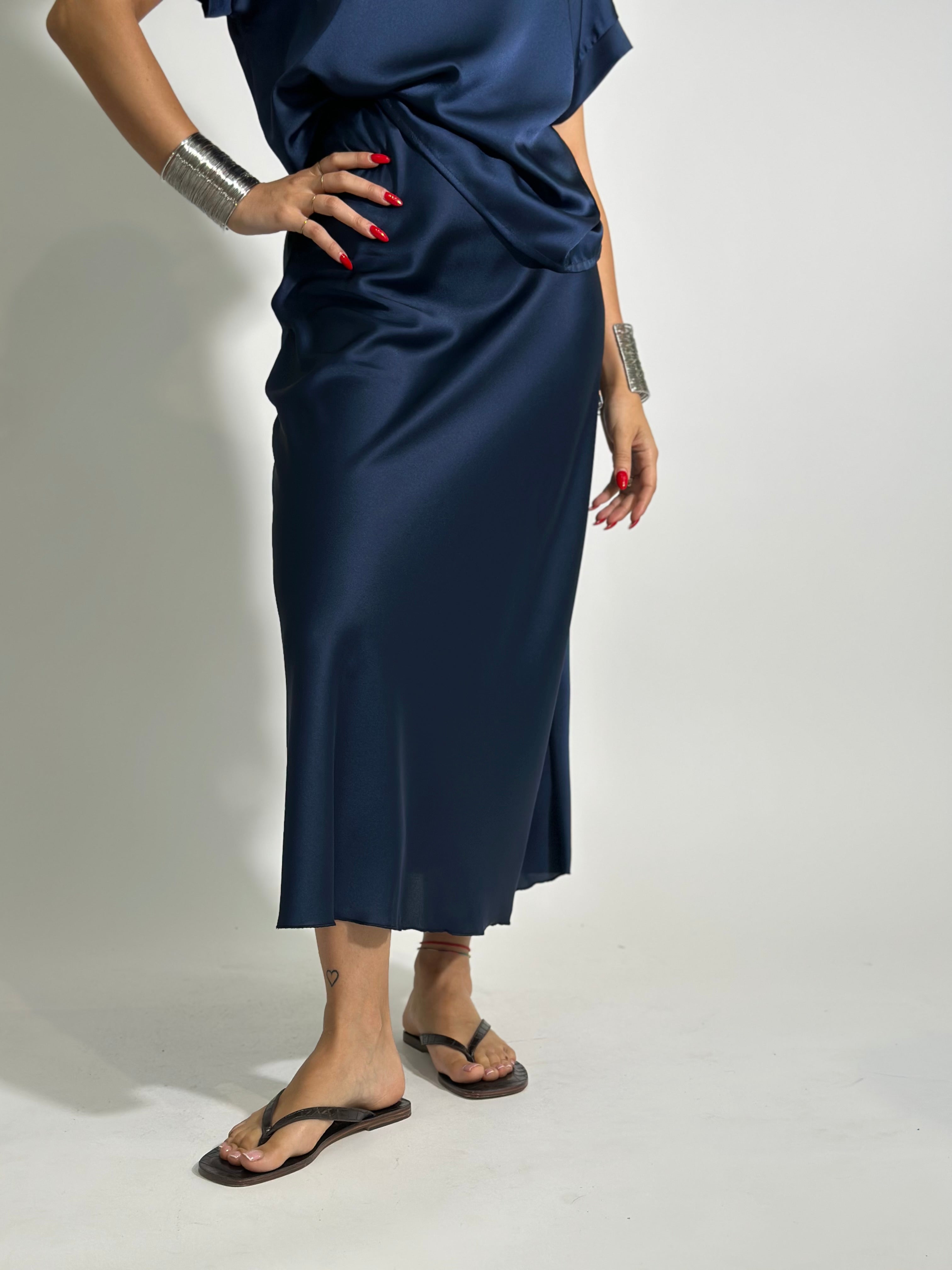 Gonna satin 2236 BLU