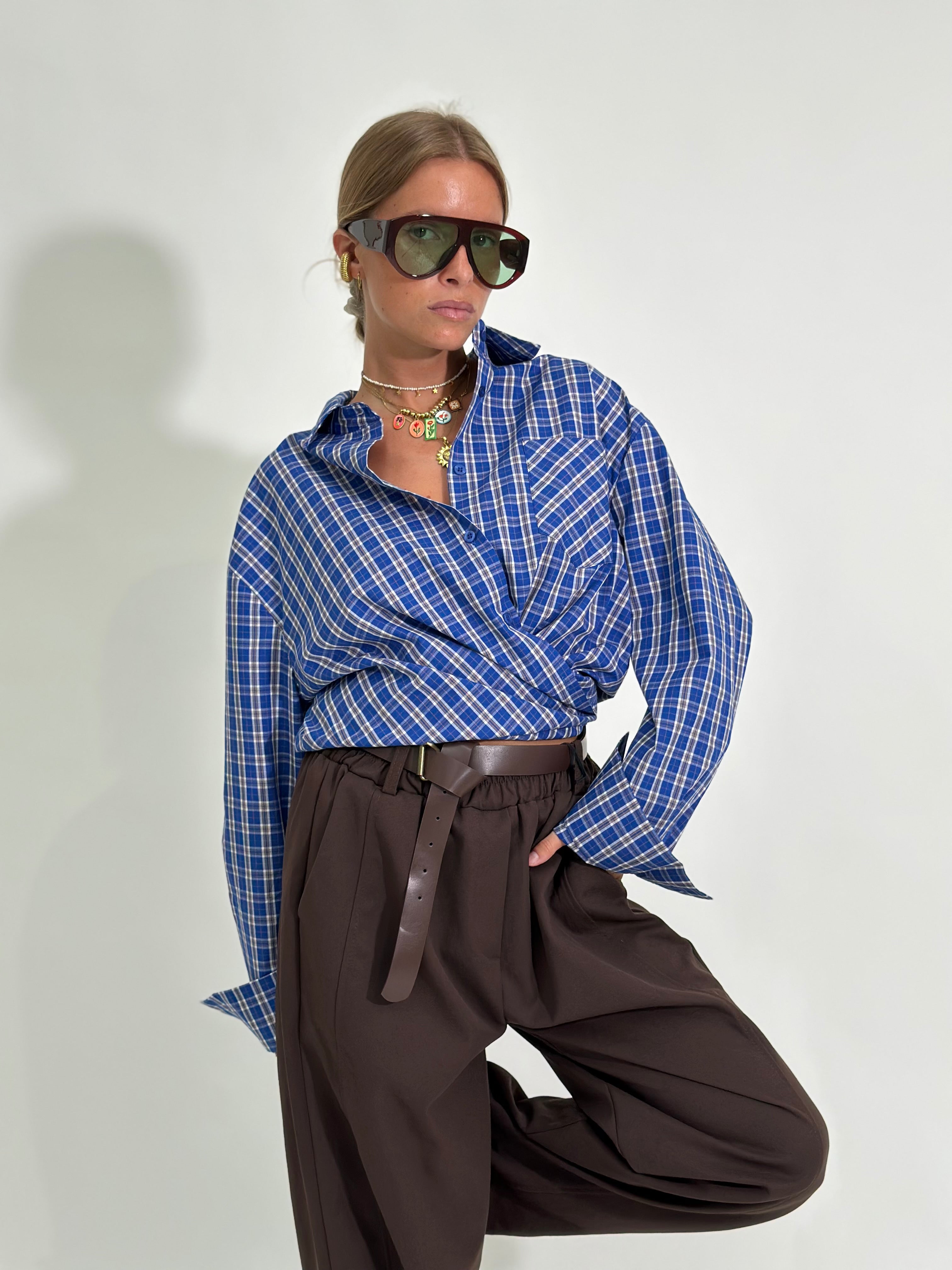 Camicia Madras 17299 blu