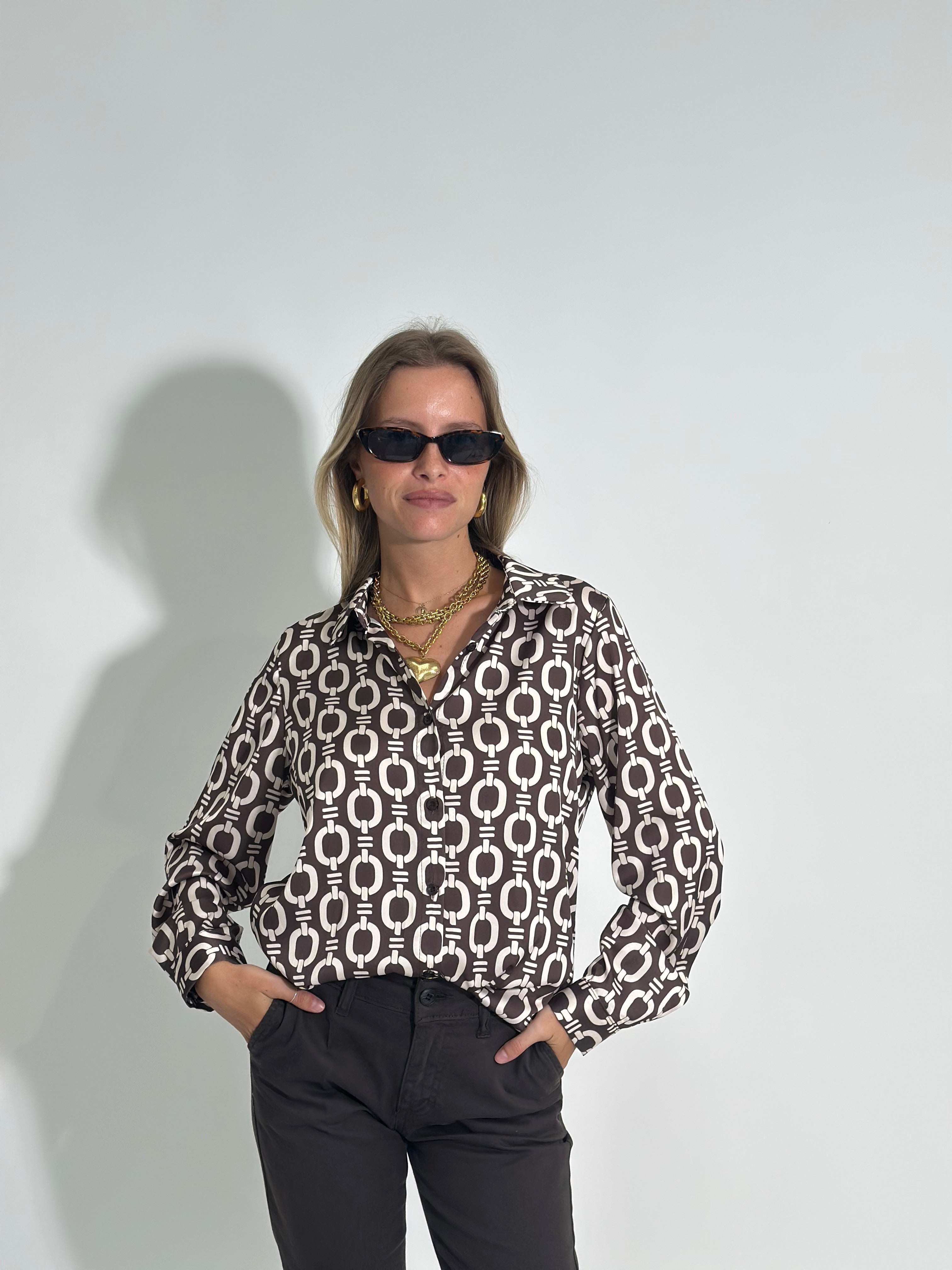 Camicia fantasia 24244 MARRONE