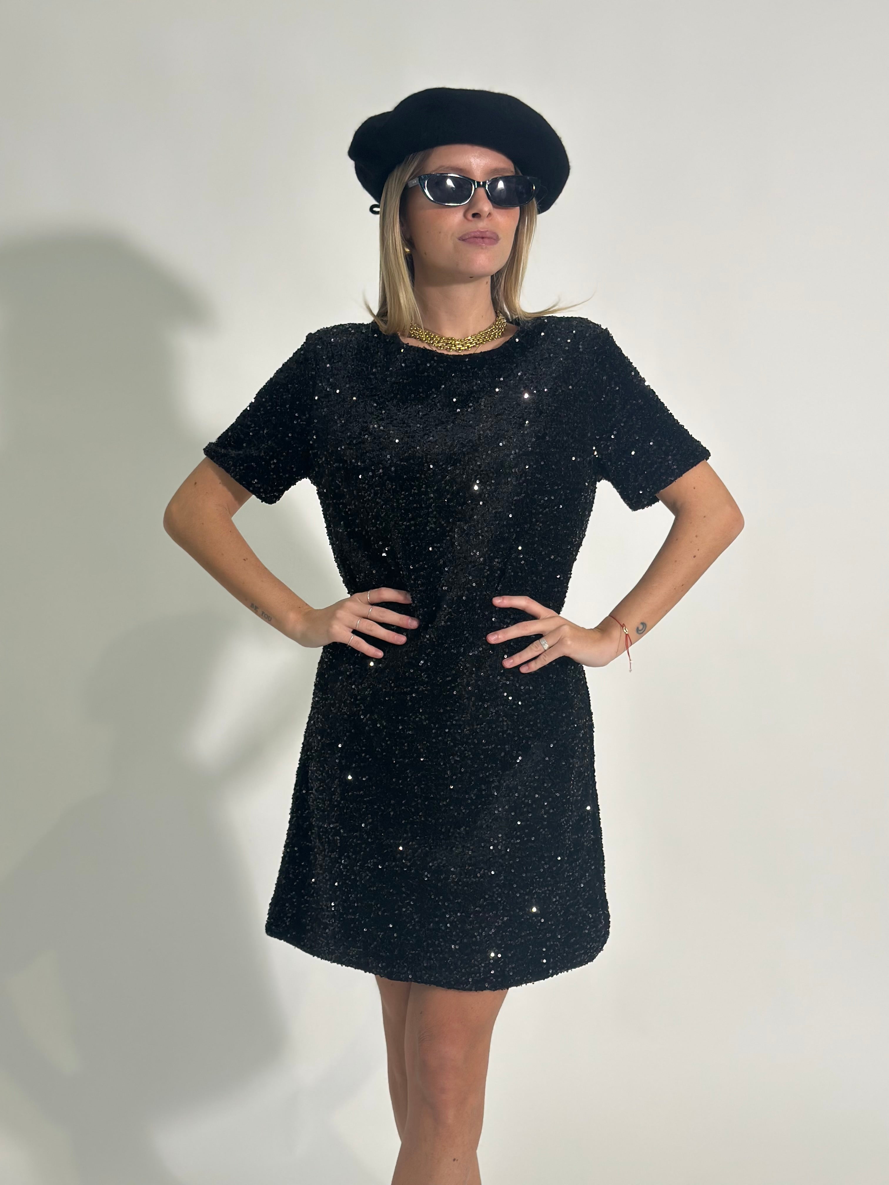 Abito paillettes 75524 NERO