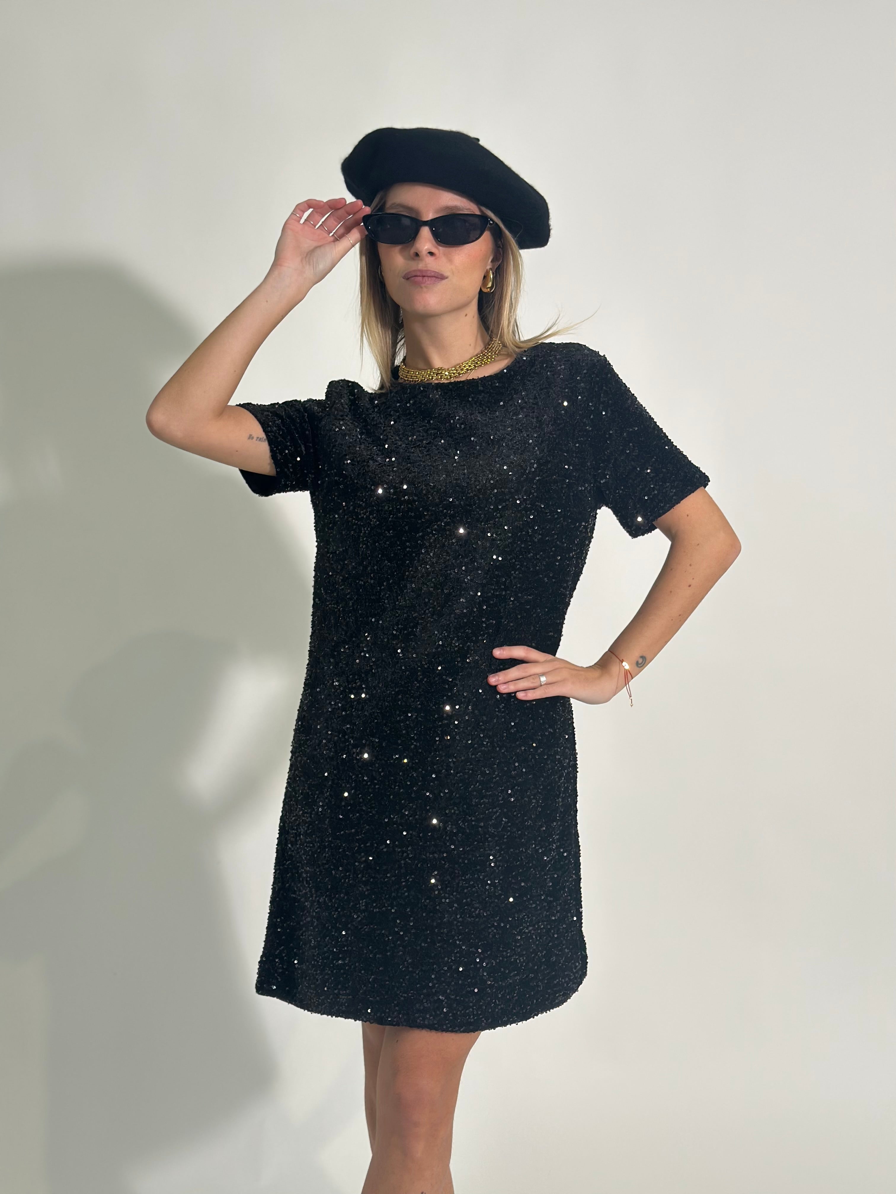 Abito paillettes 75524 NERO
