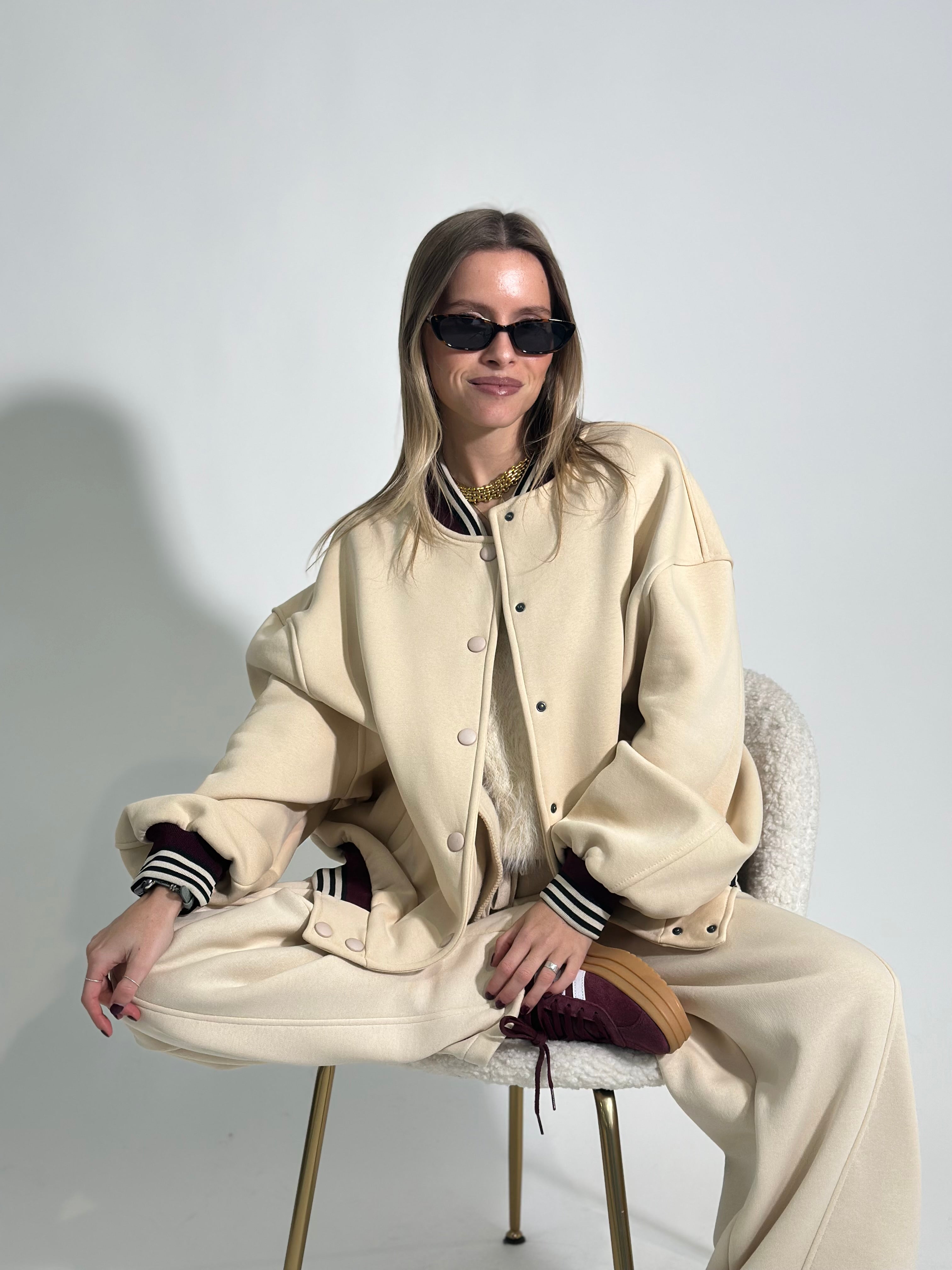 Giacca bomber felpata 3843 PANNA