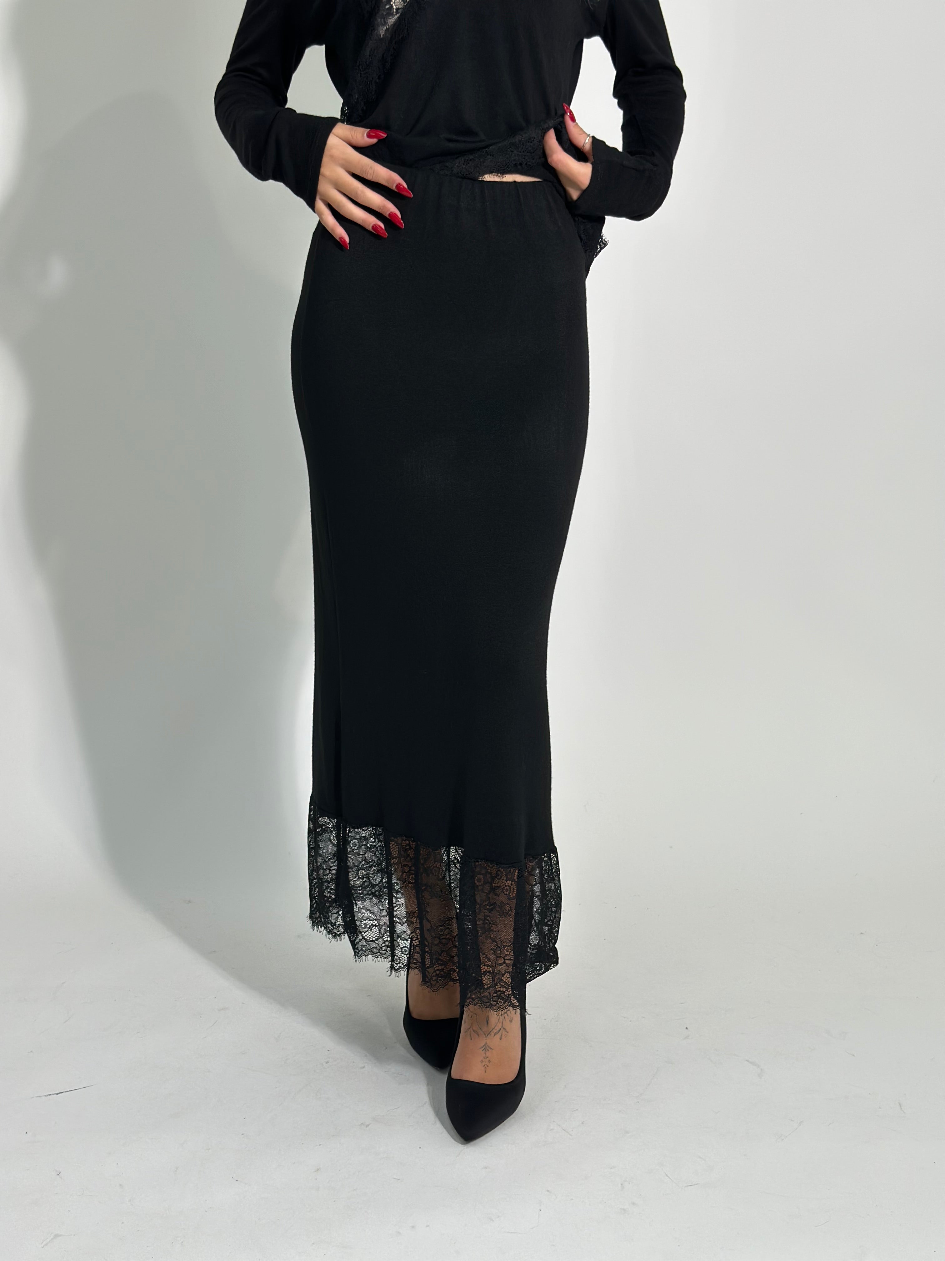 Gonna maglina pizzo X2187