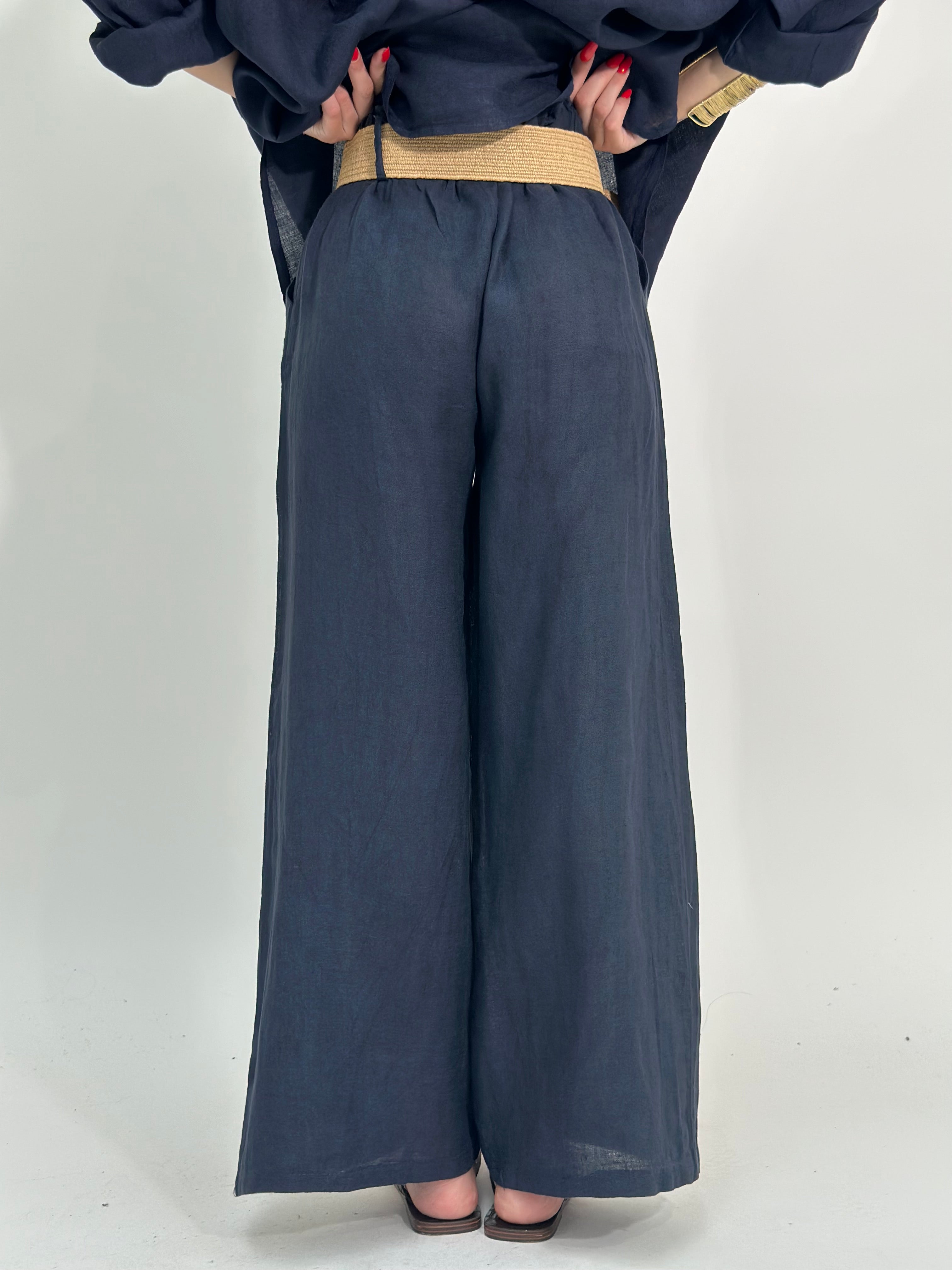 Pantalone lino cintura 22525
