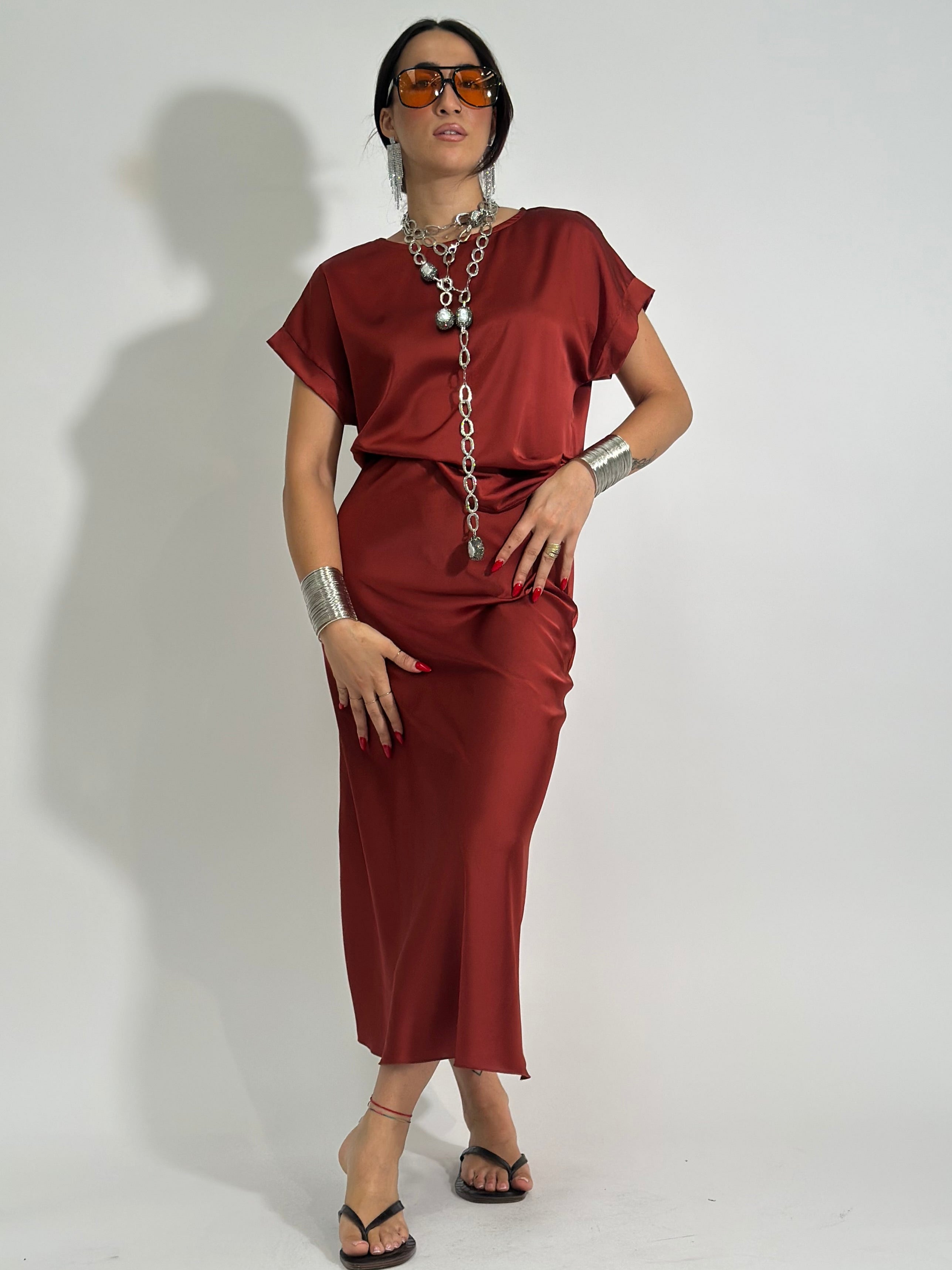 Gonna satin 2236 MATTONE