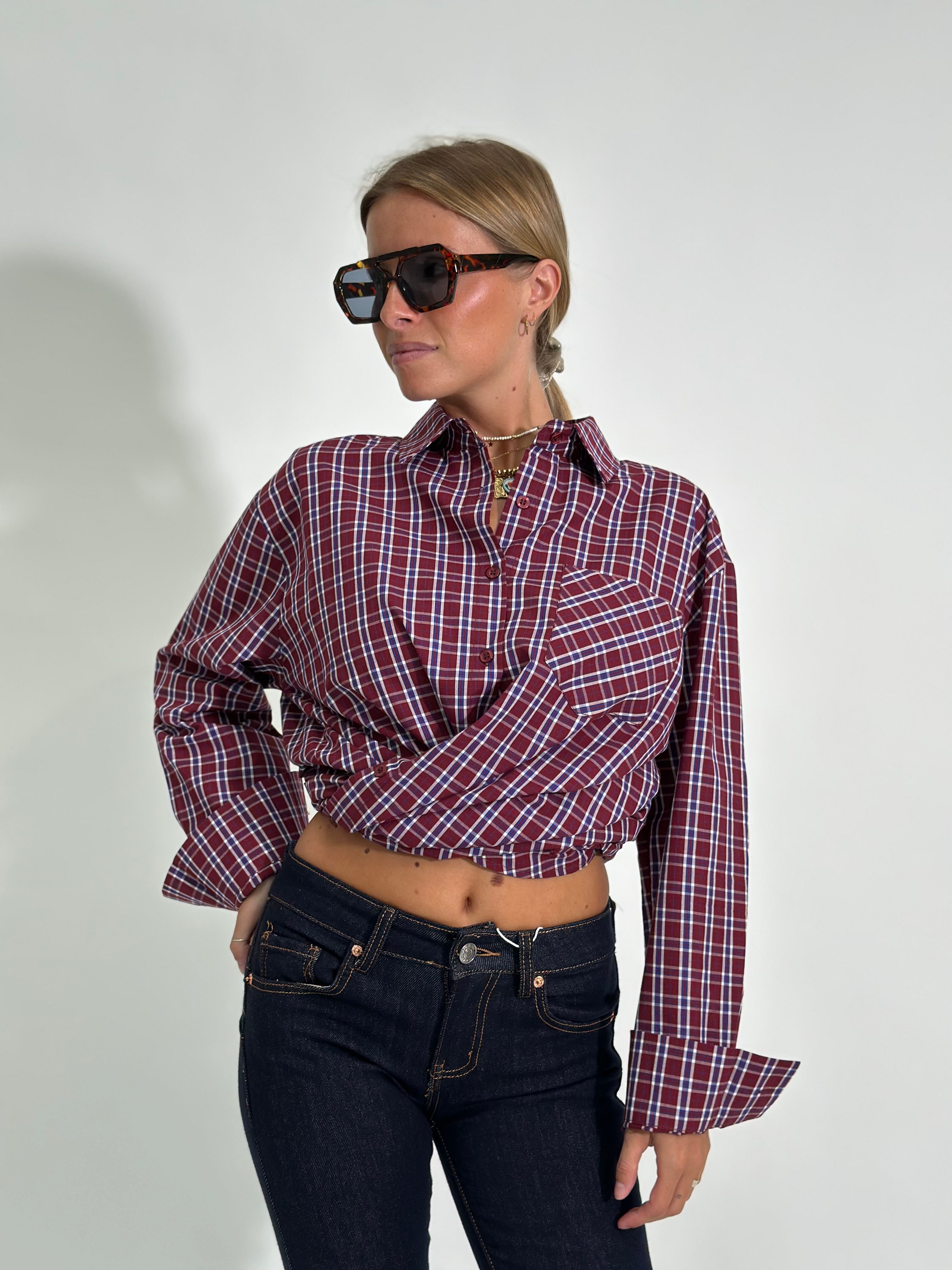 Camicia Madras 17299 bordò