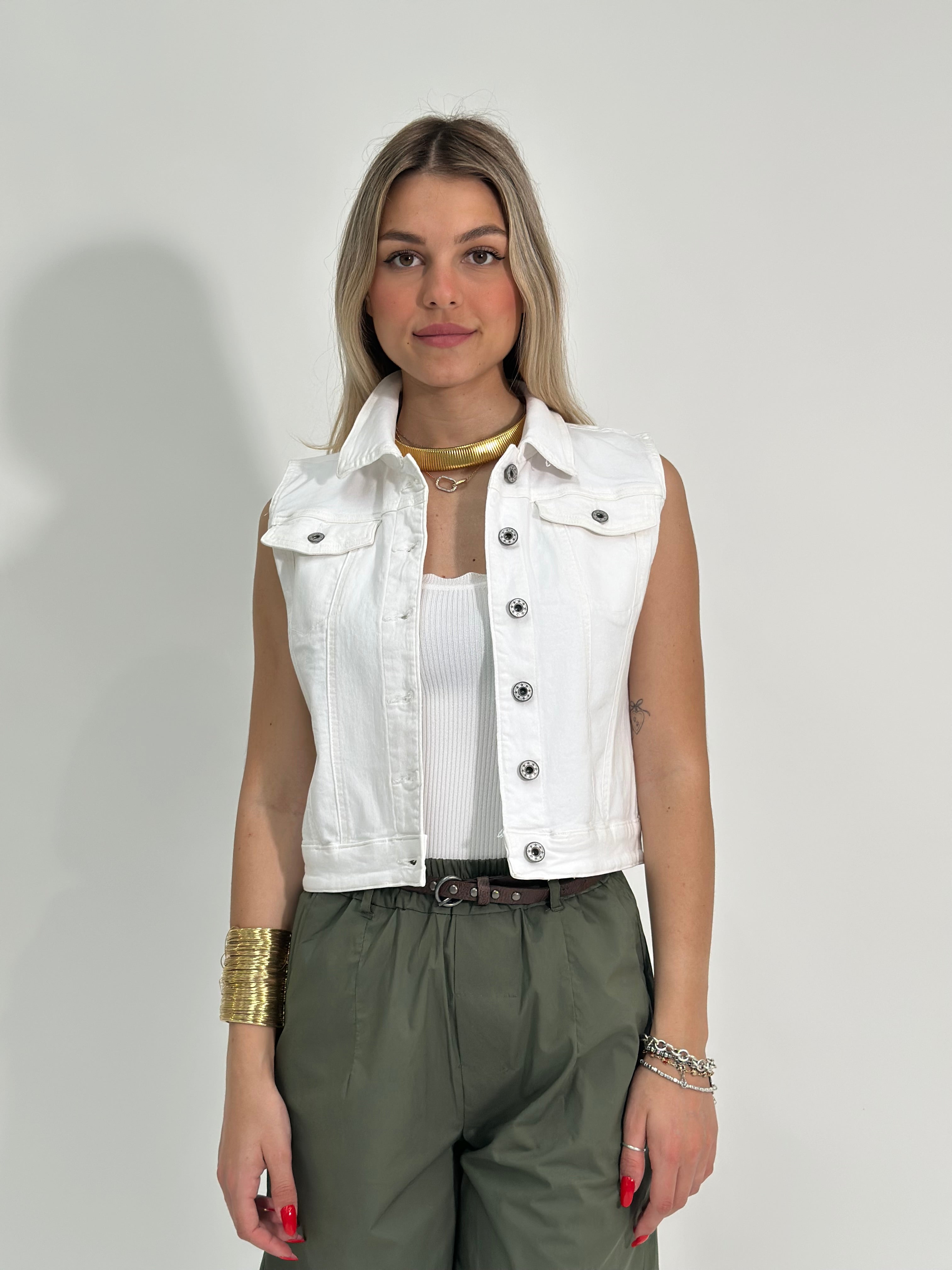 Gilet denim 9609-BIANCO