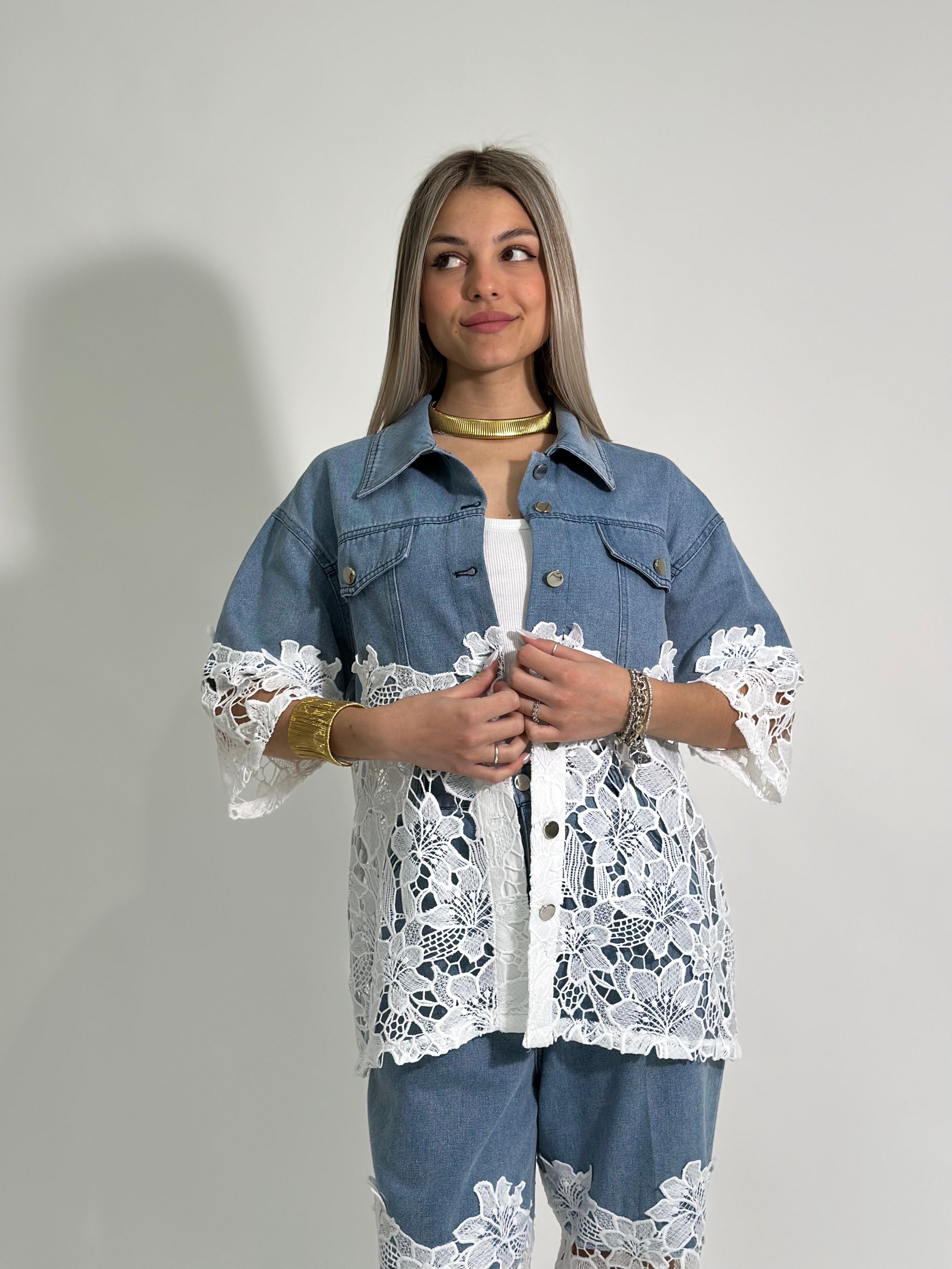 Completo denim e pizzo 97191 BLU LIGHT