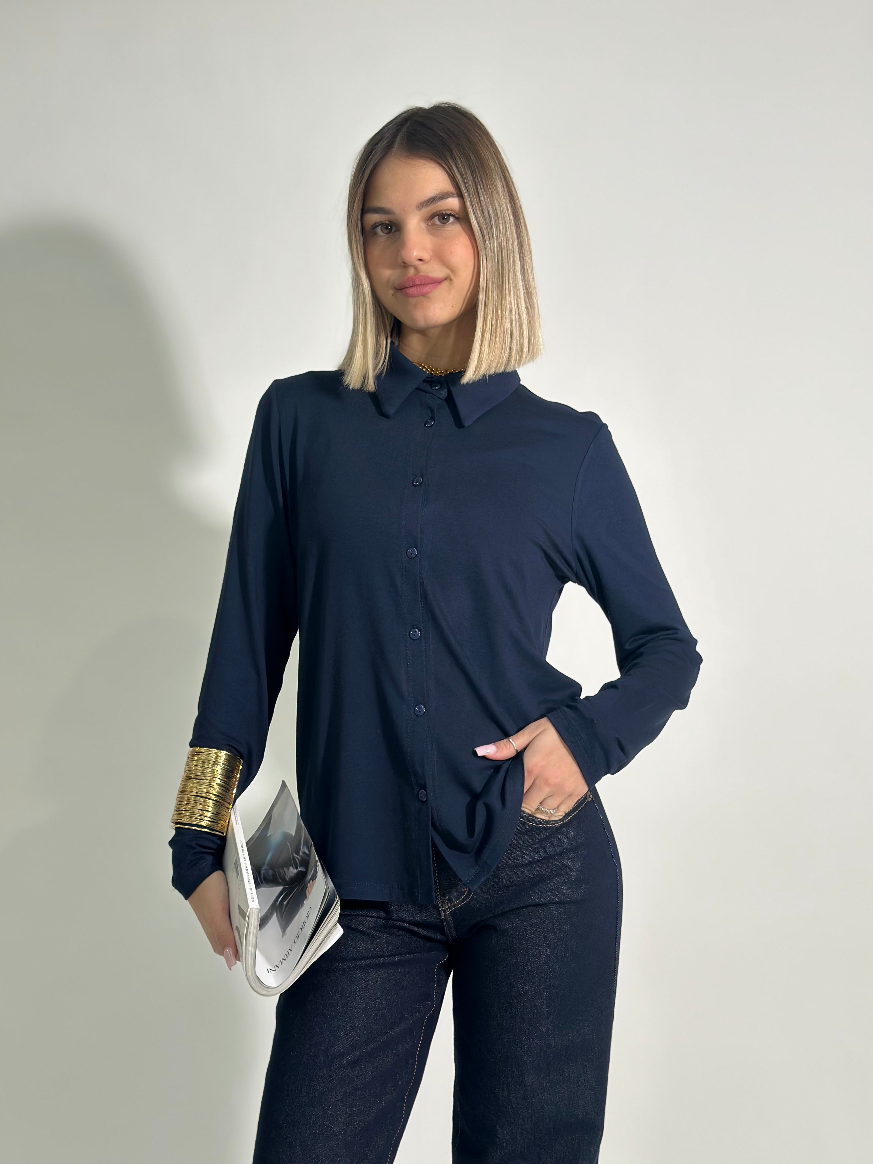 Camicia jersey 28163 BLU
