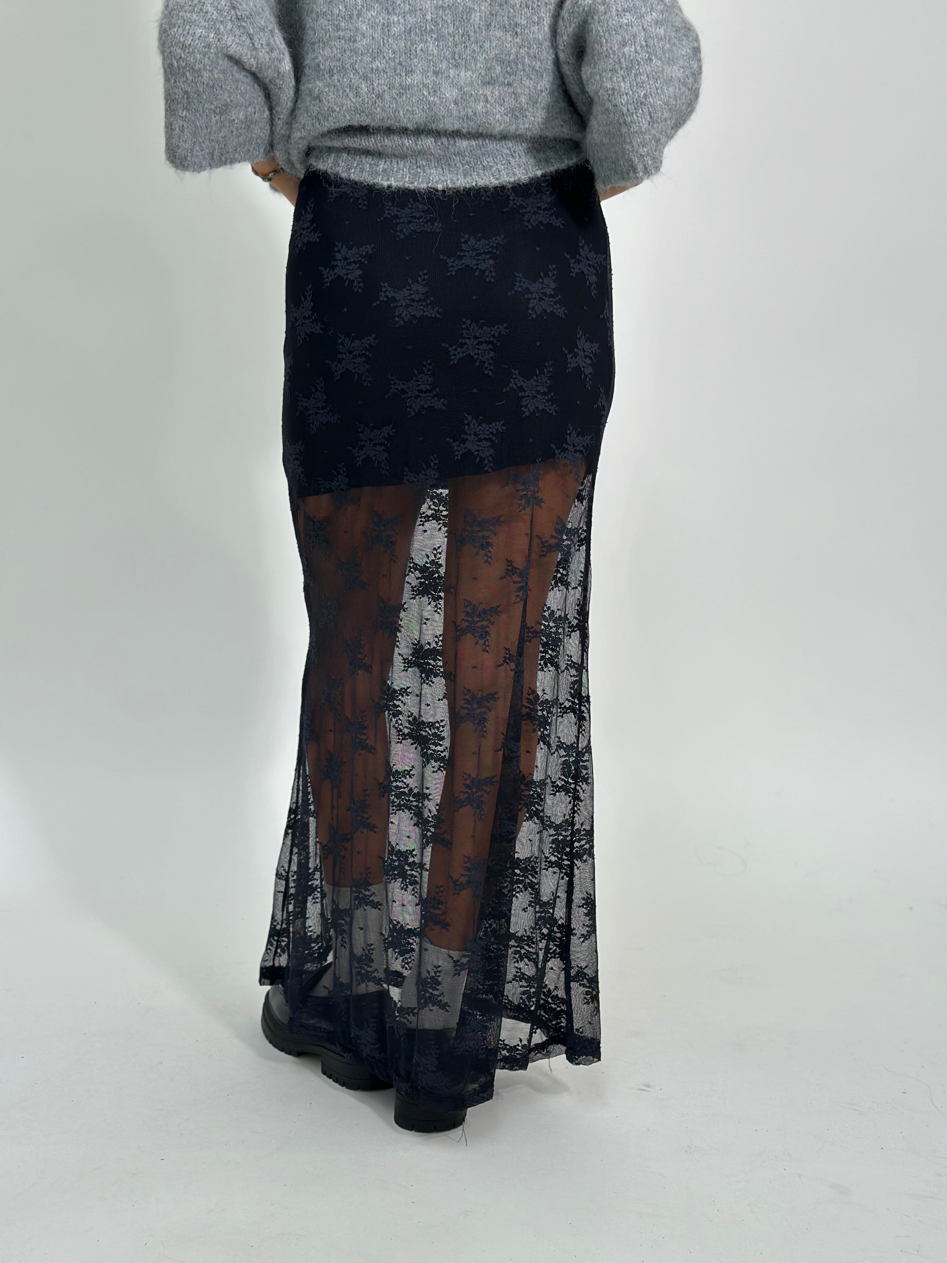 Gonna pizzo L5087 NERO