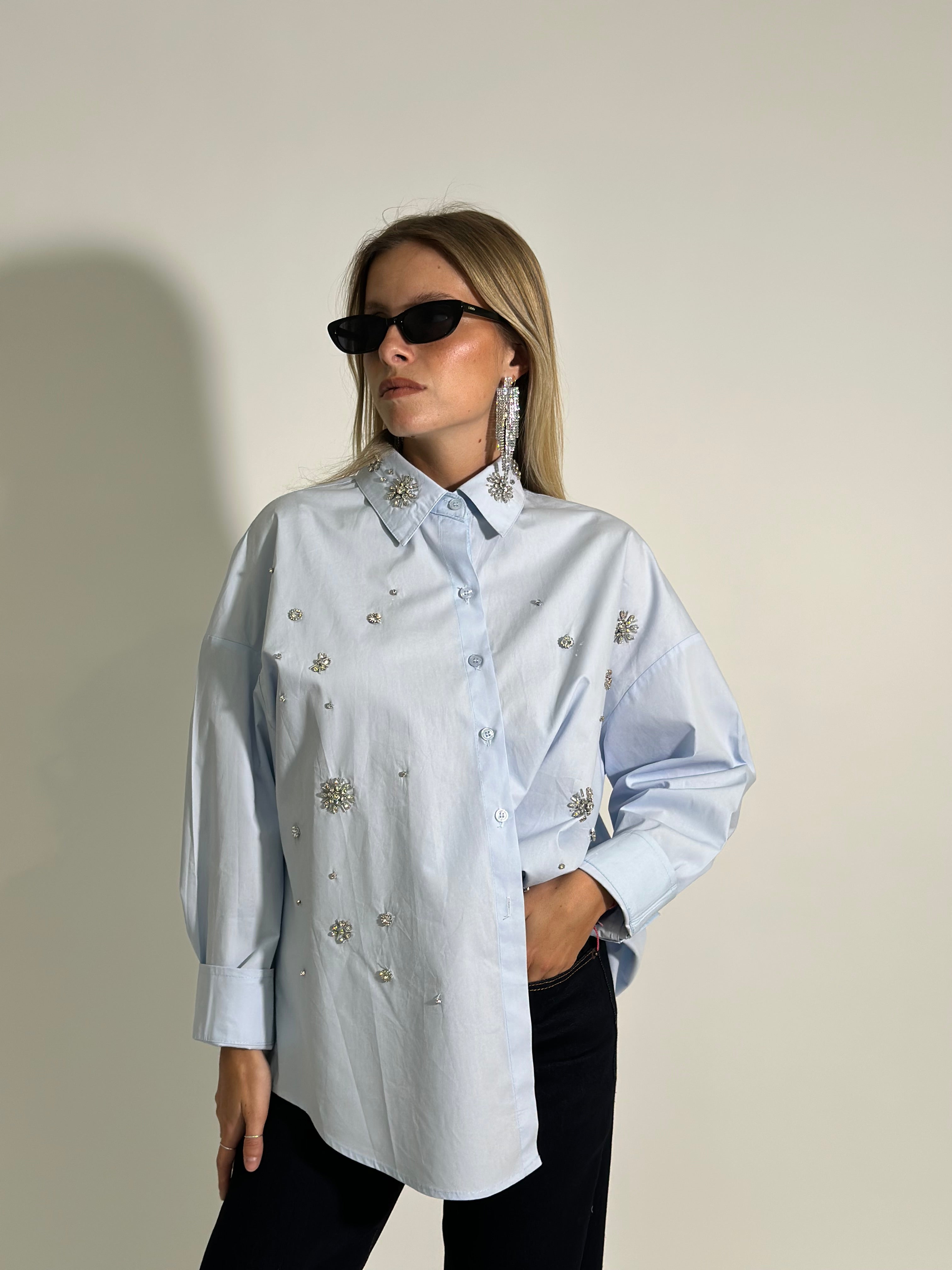Camicia cristalli AI2478 AZZURRO