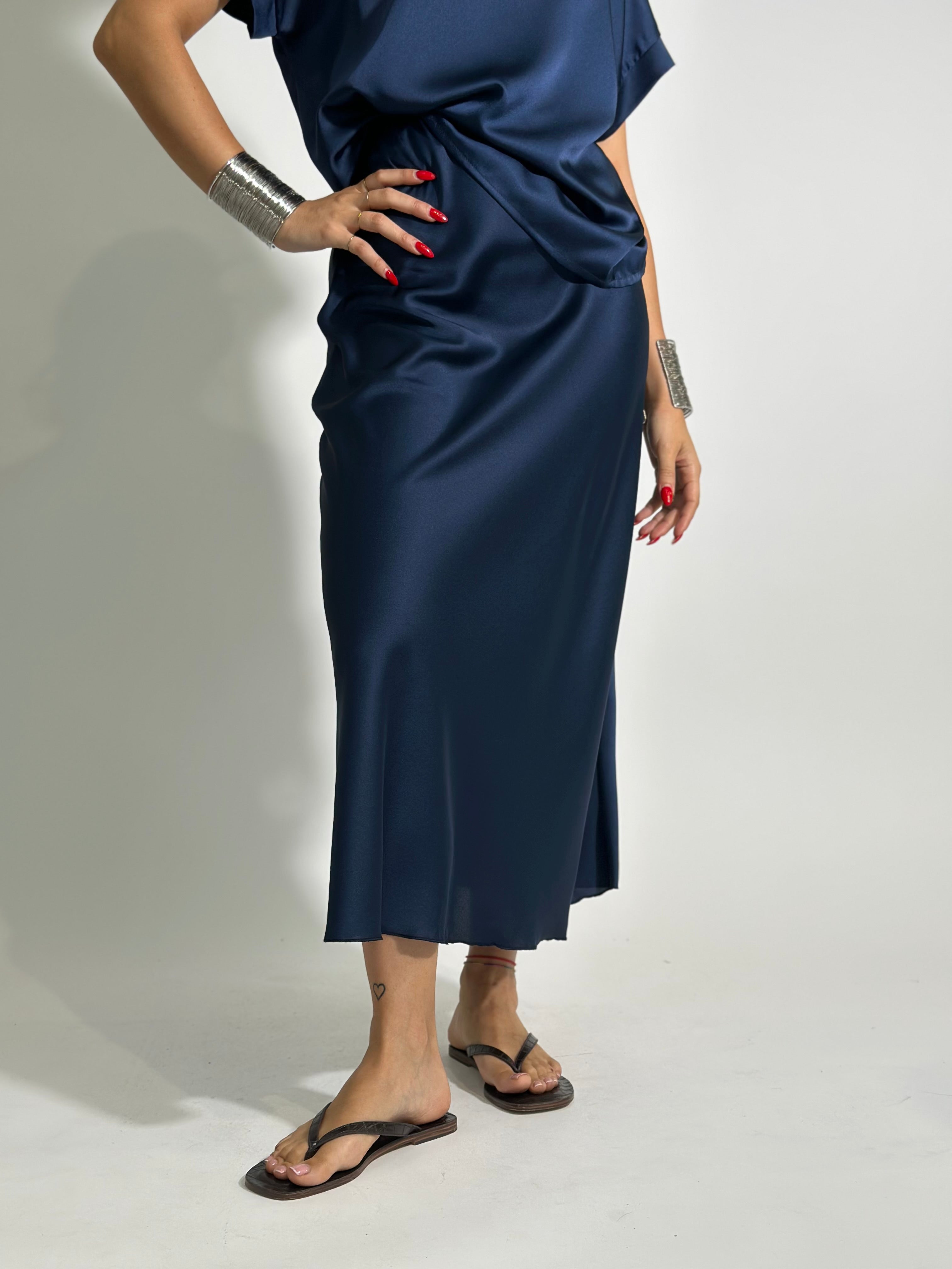 Gonna satin 2236 BLU