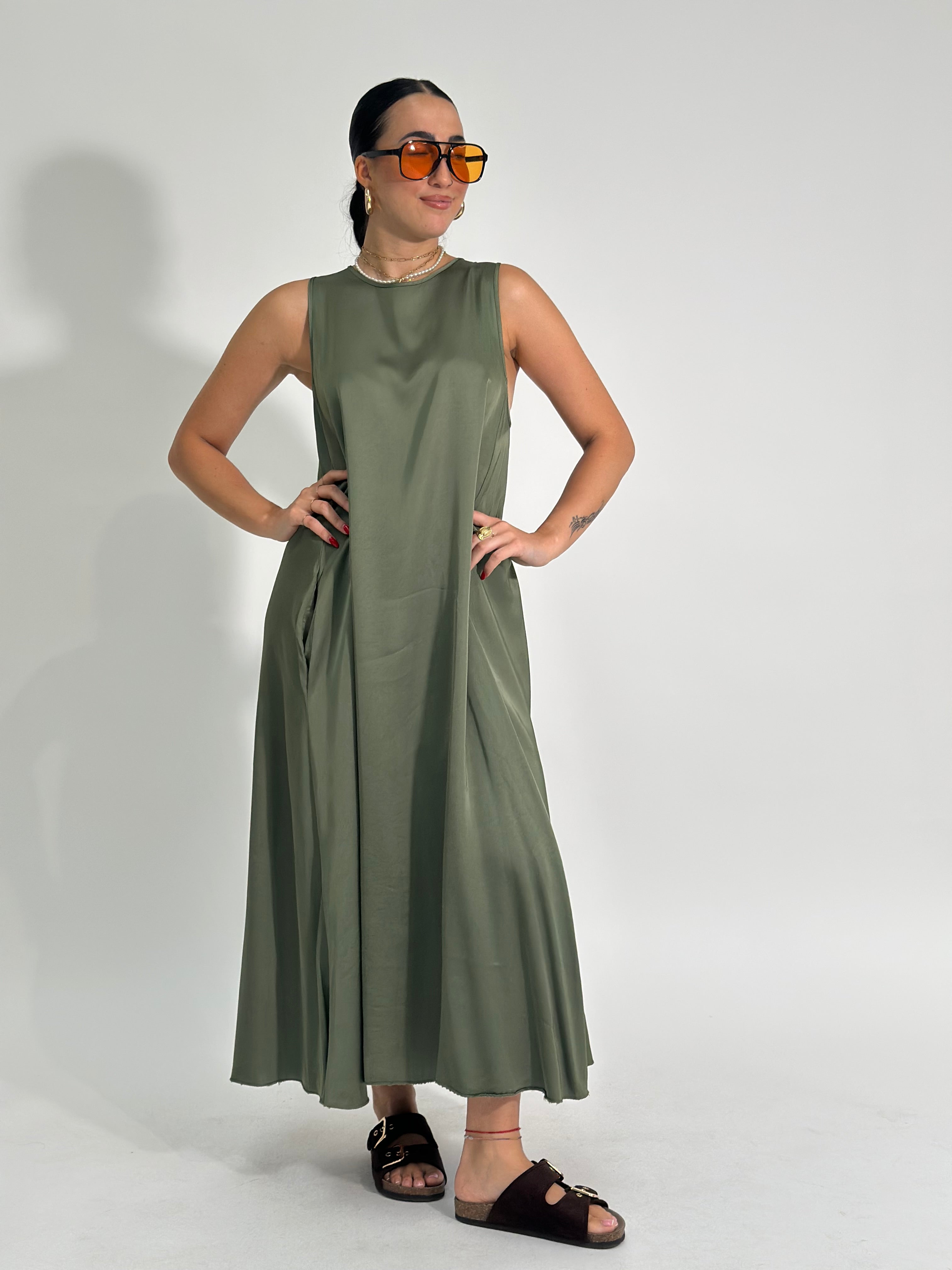 Abito satin 9438 VERDE