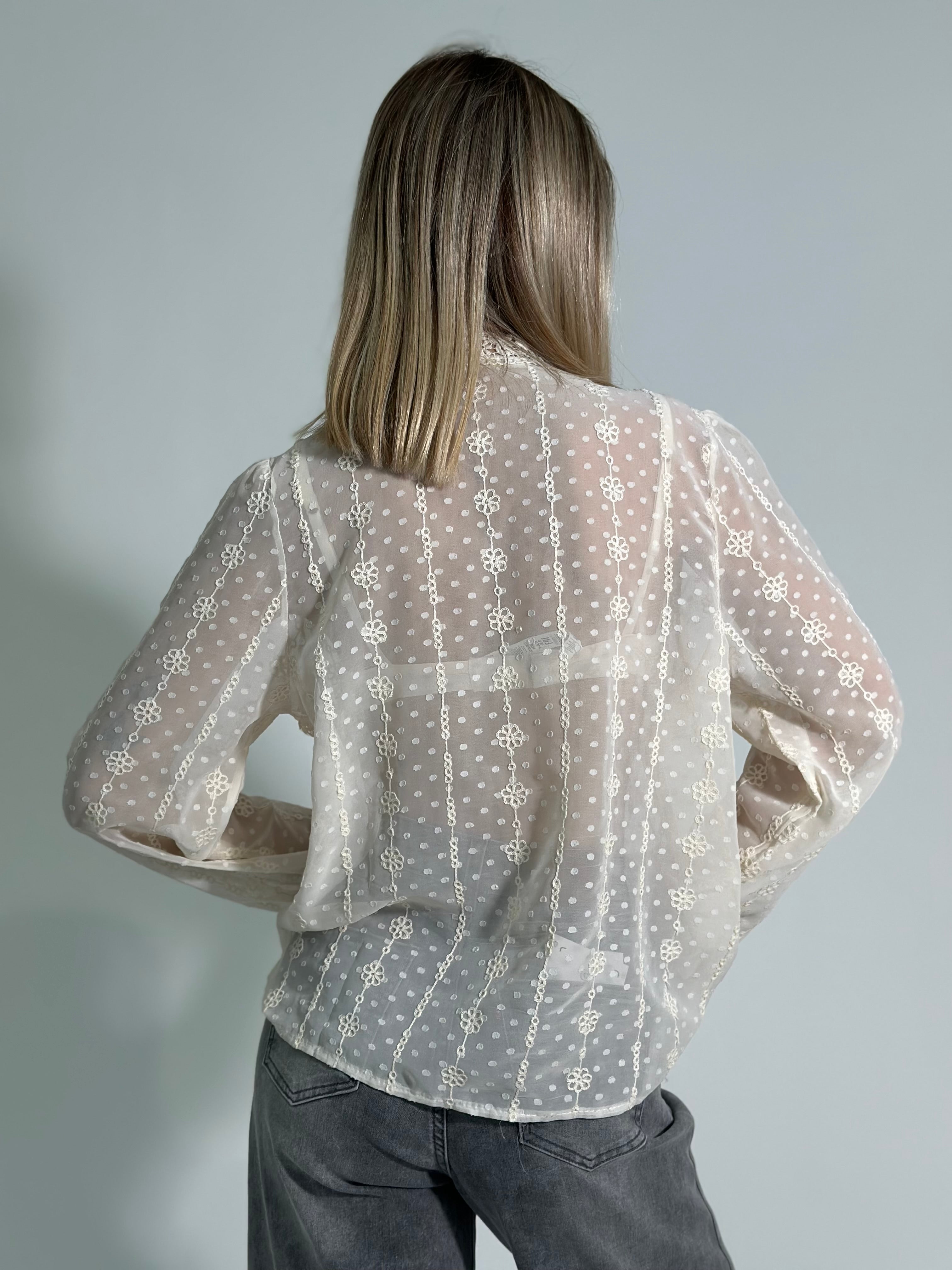 Camicia volant strass 347-1 BEIGE