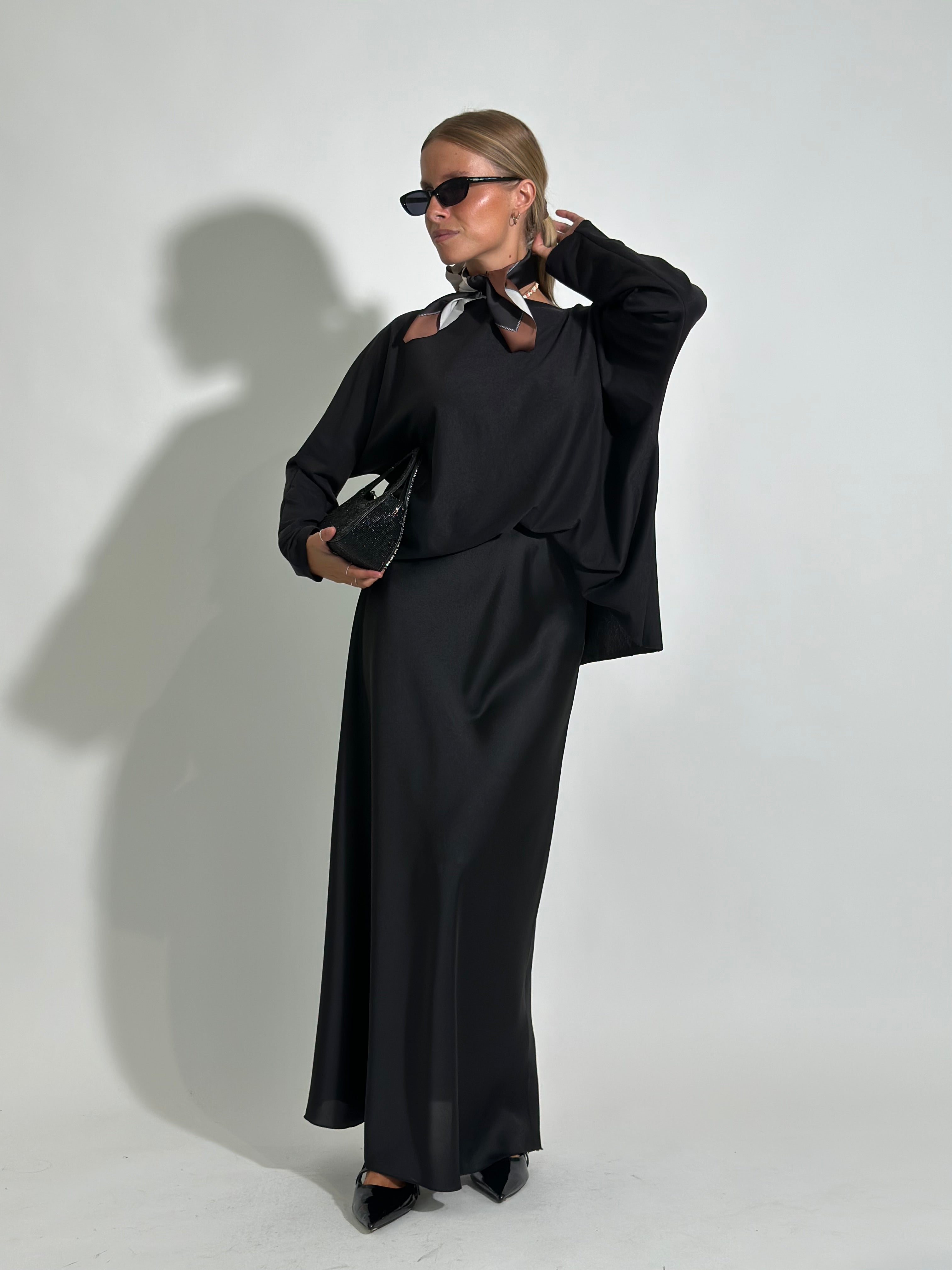 Gonna longuette satin 2236 NERO