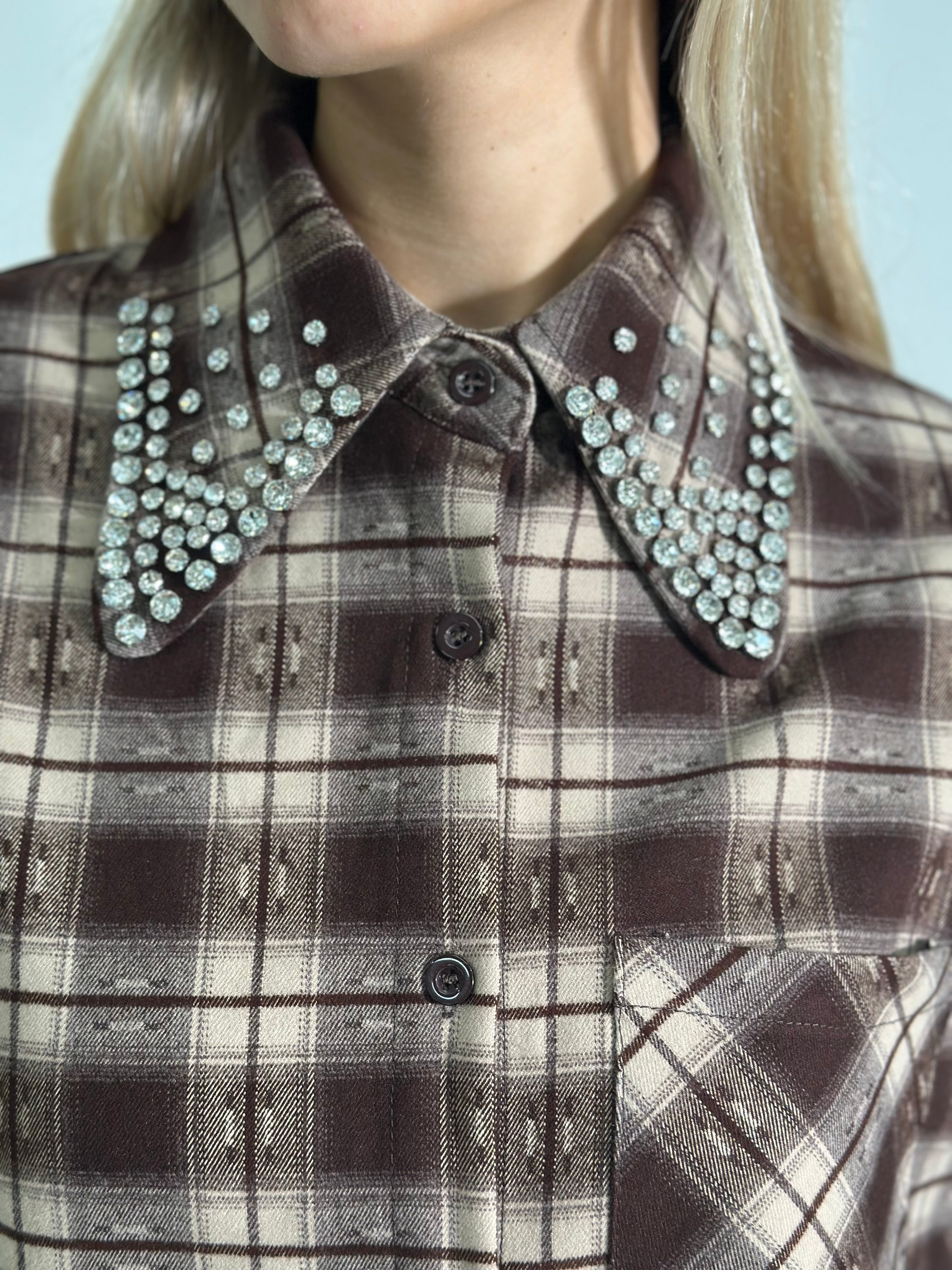 Camicia collo cristalli 2531 MORO