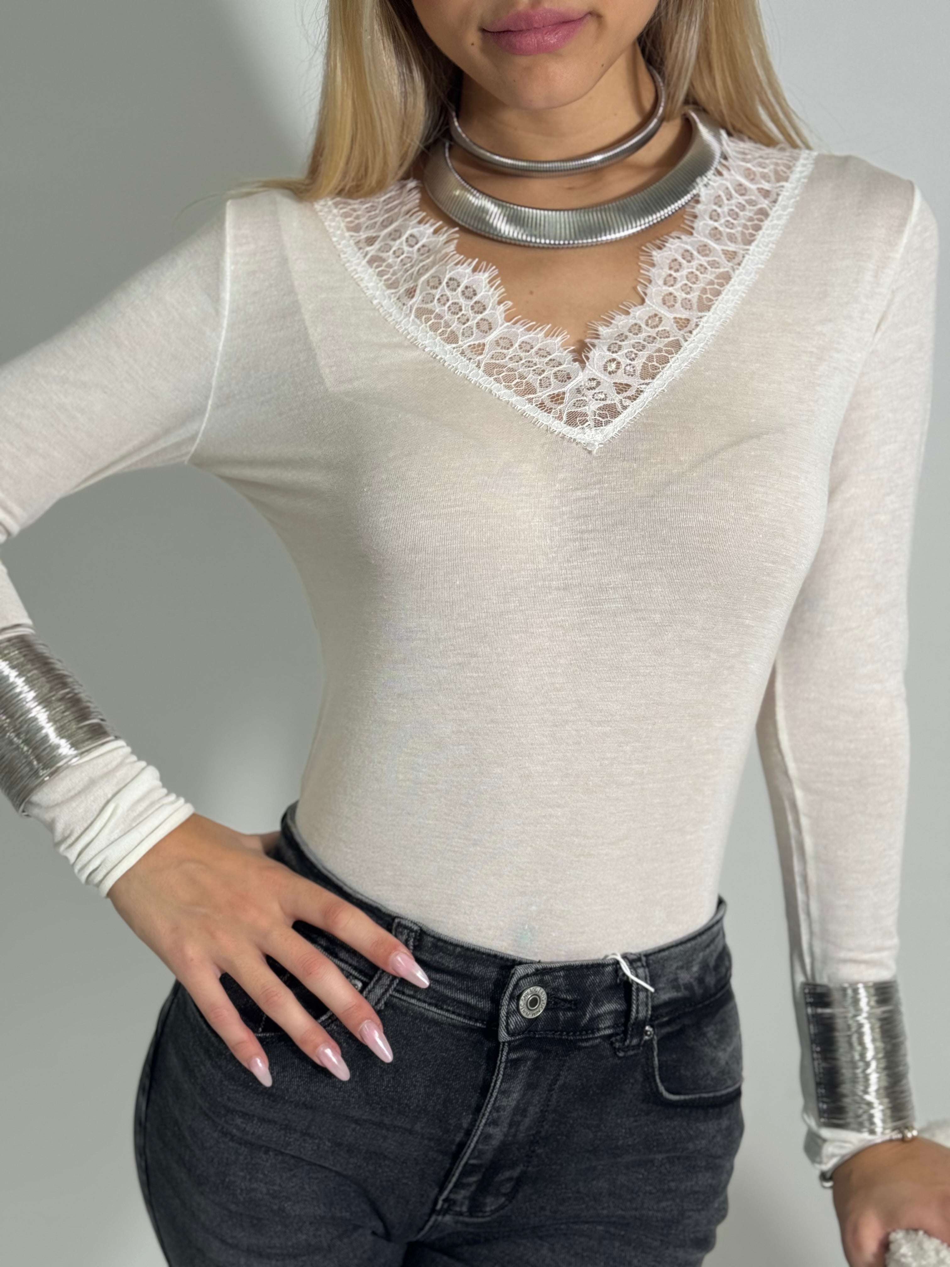 Maglia light cashmere pizzo 26546A
