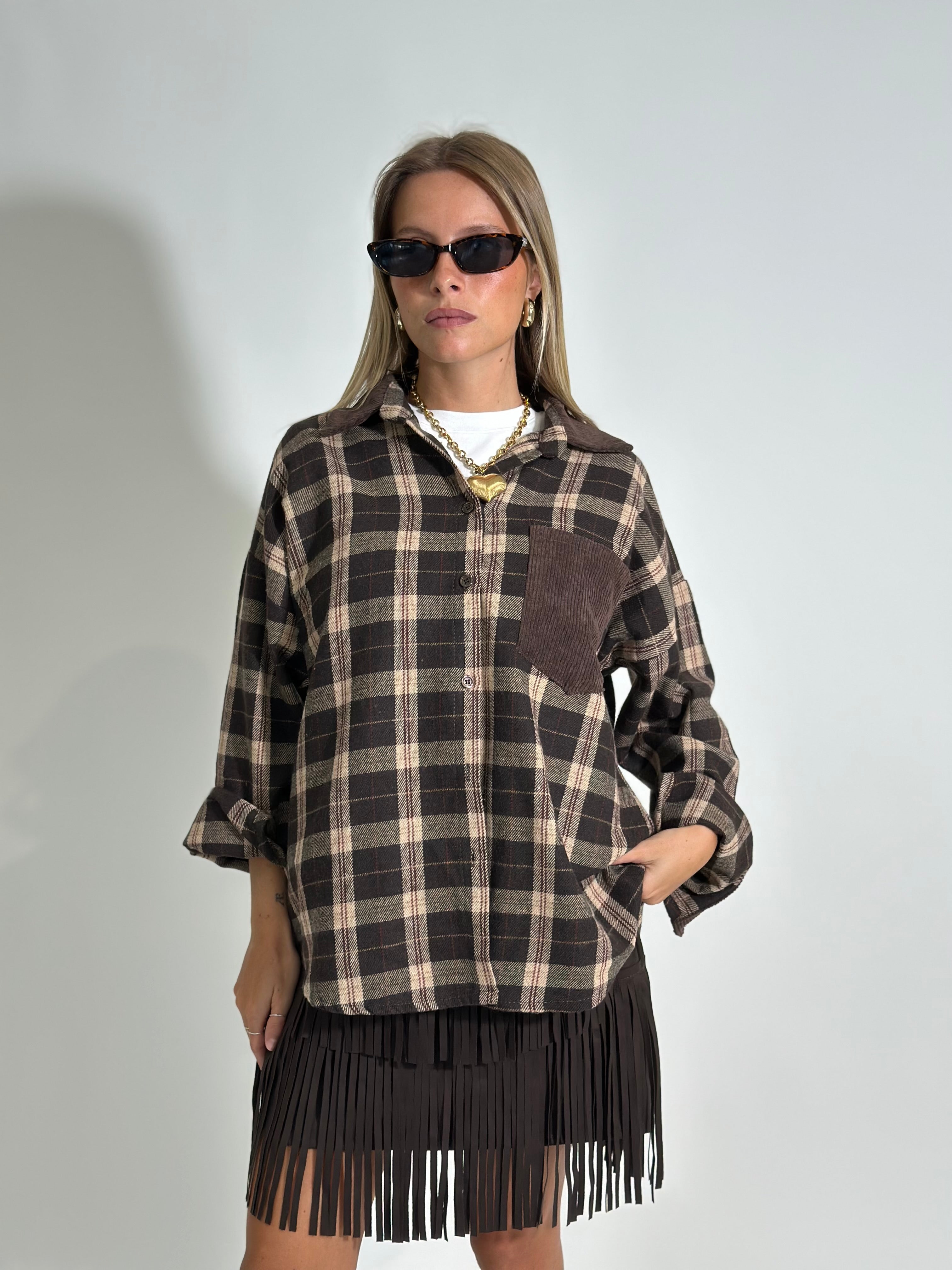 Camicia check 25683-1 MORO