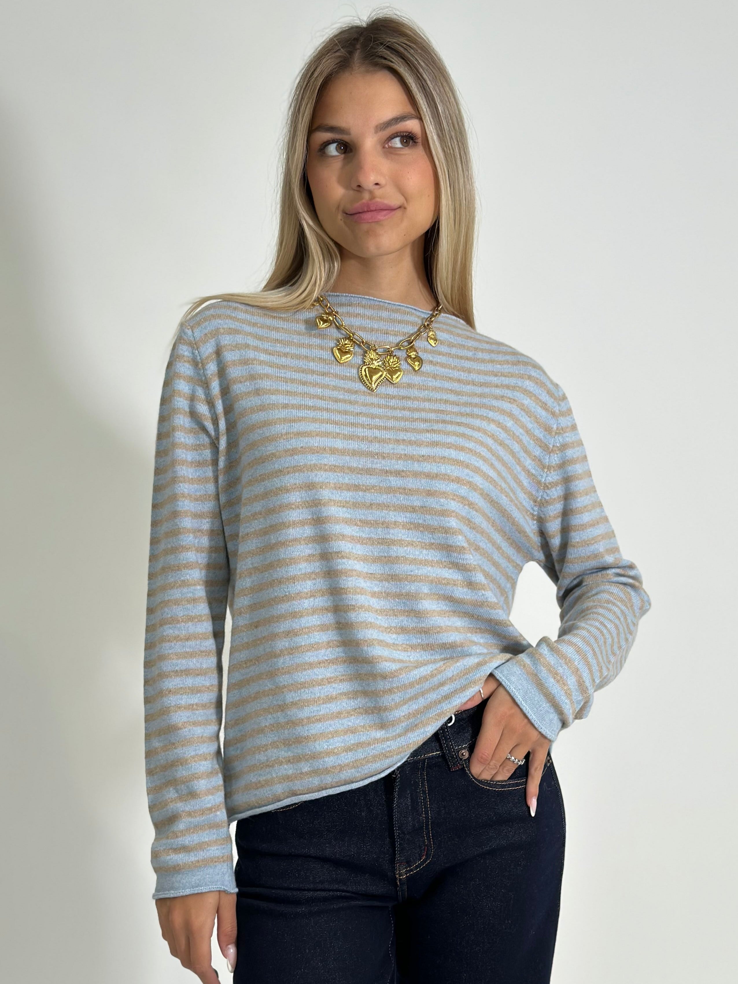 Maglia cashmere blend 6631 AZZURRO