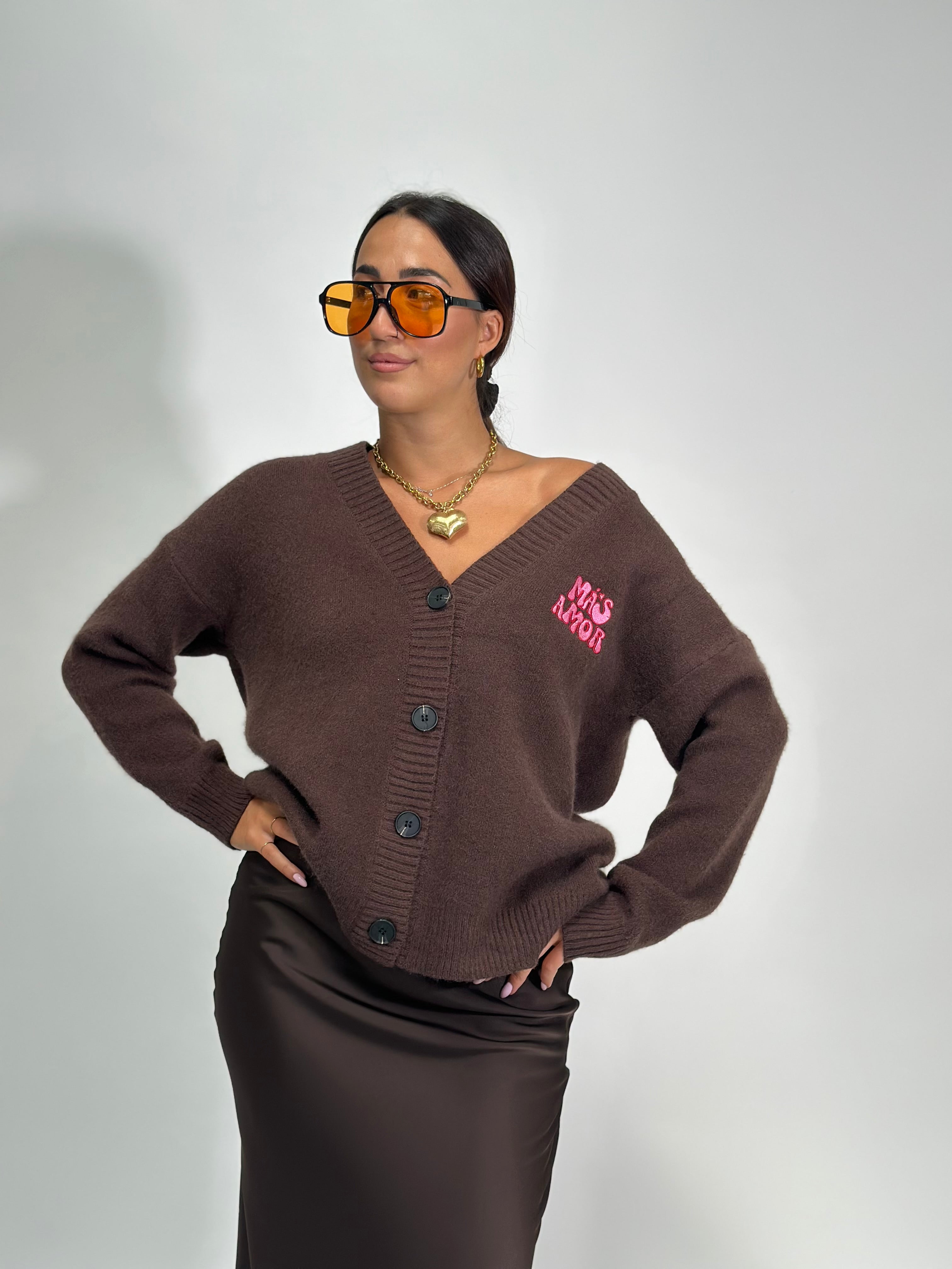 Cardigan Mas Amor S1119 MARRONE