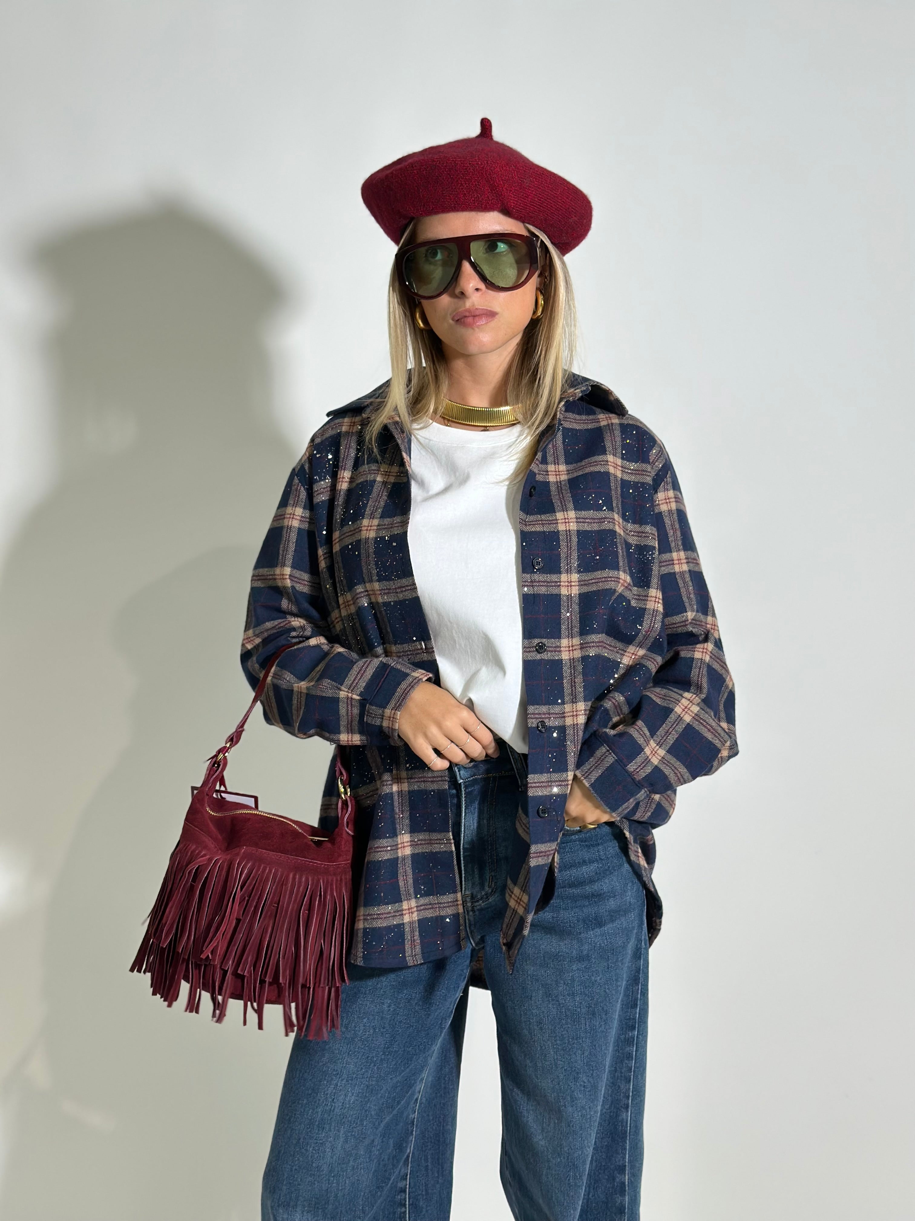 Camicia quadri strass A35