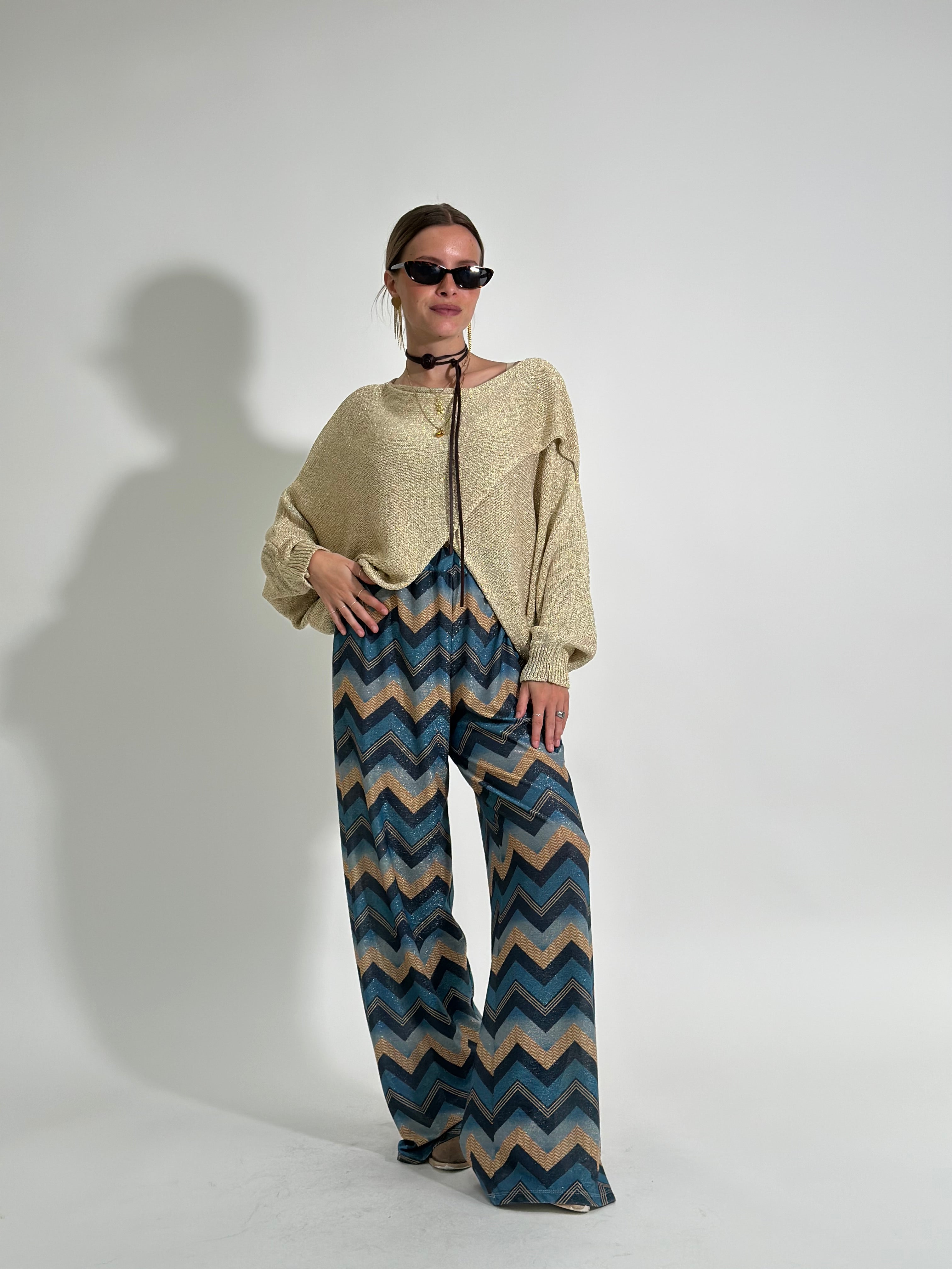 Pantalone lurex 1795 AZZURRO