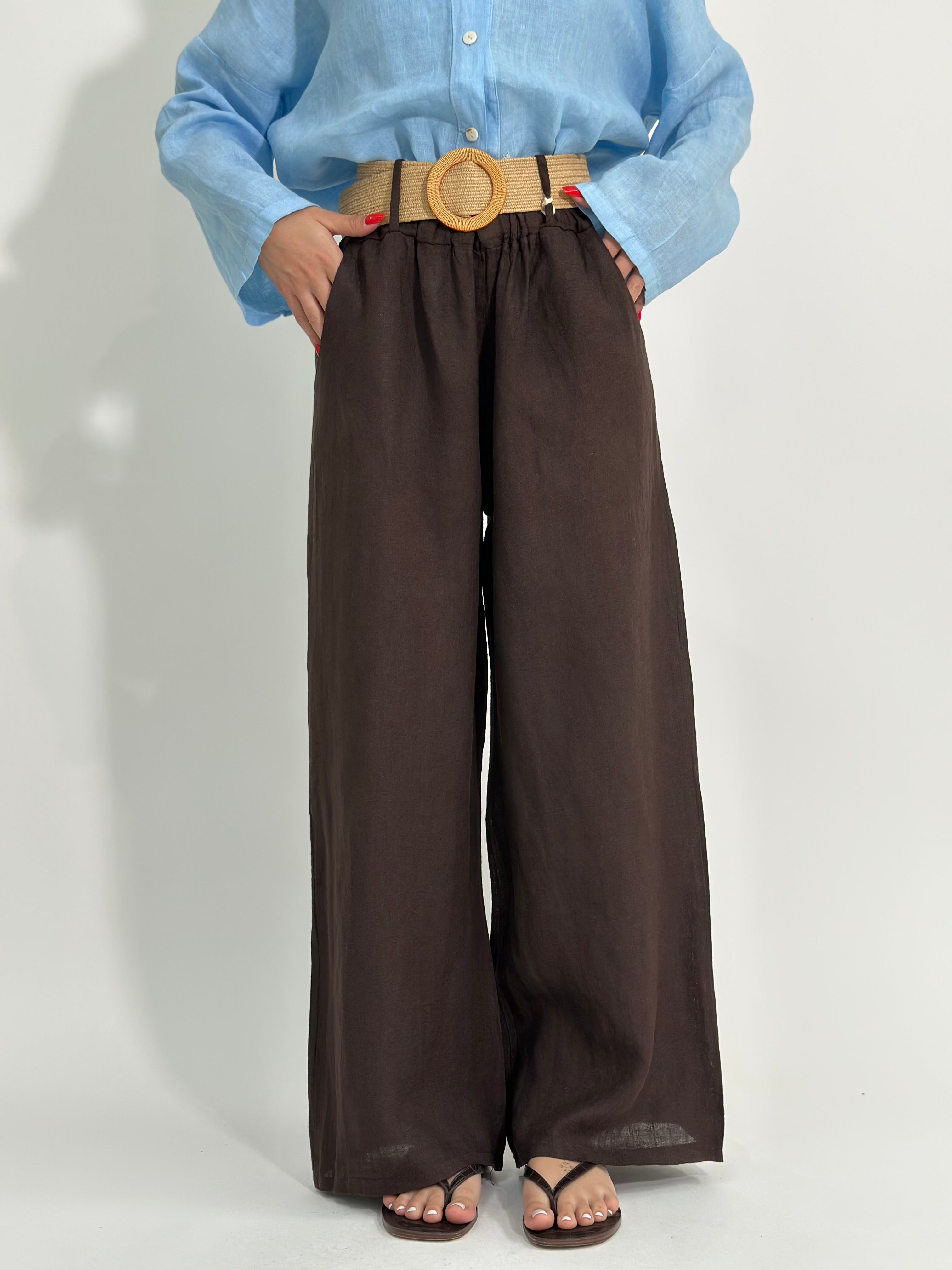 Pantalone lino cintura 22525
