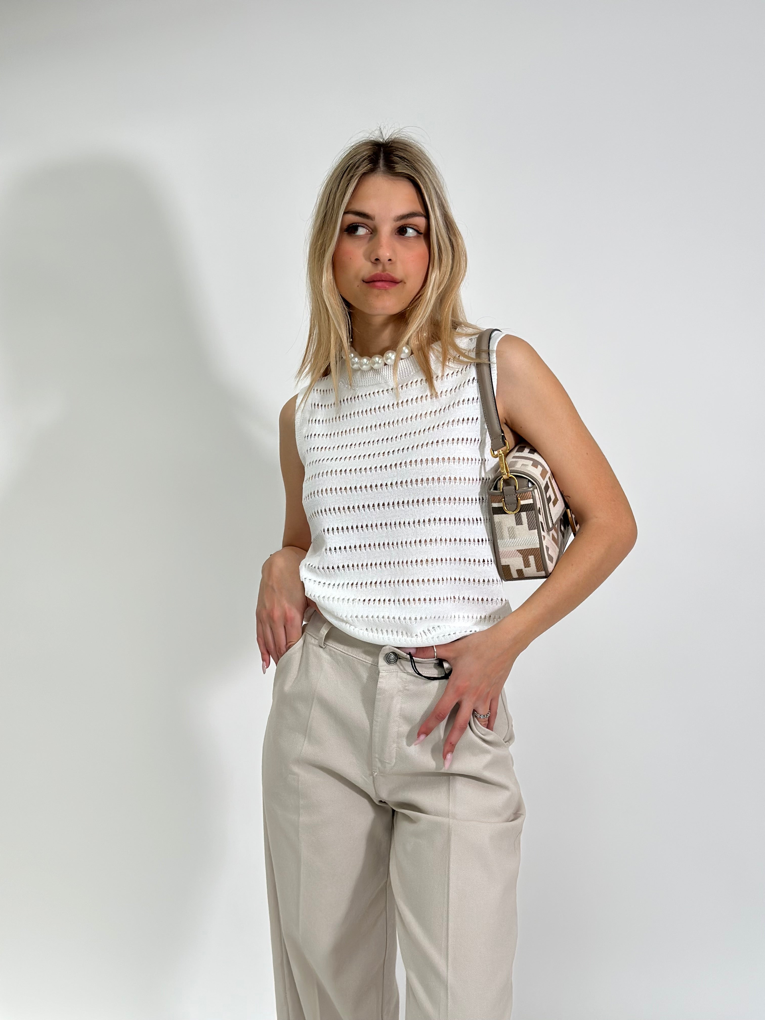 Maglia smanicata 10083 BIANCO