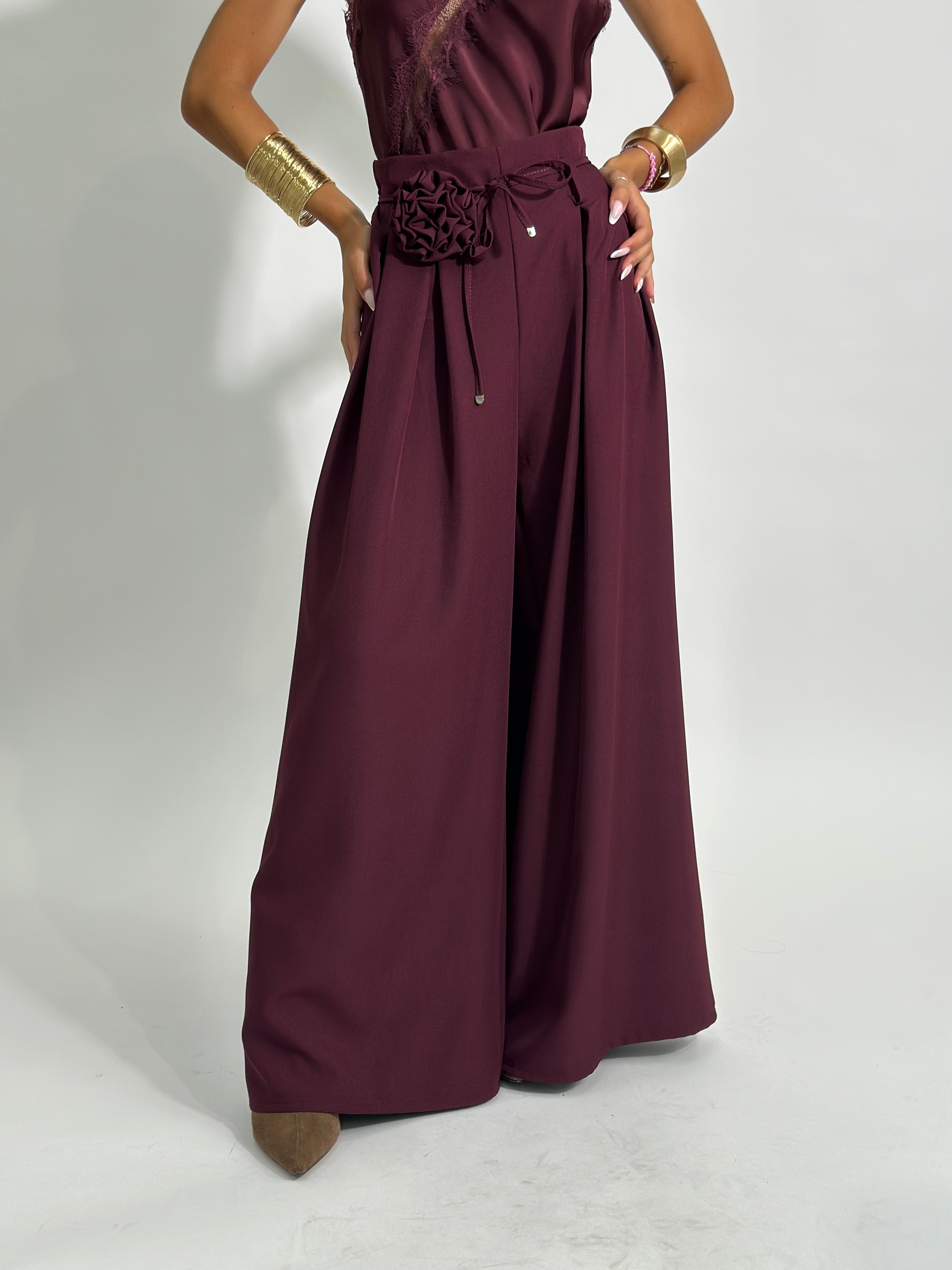Pantalone fiore 25603 BURGUNDY