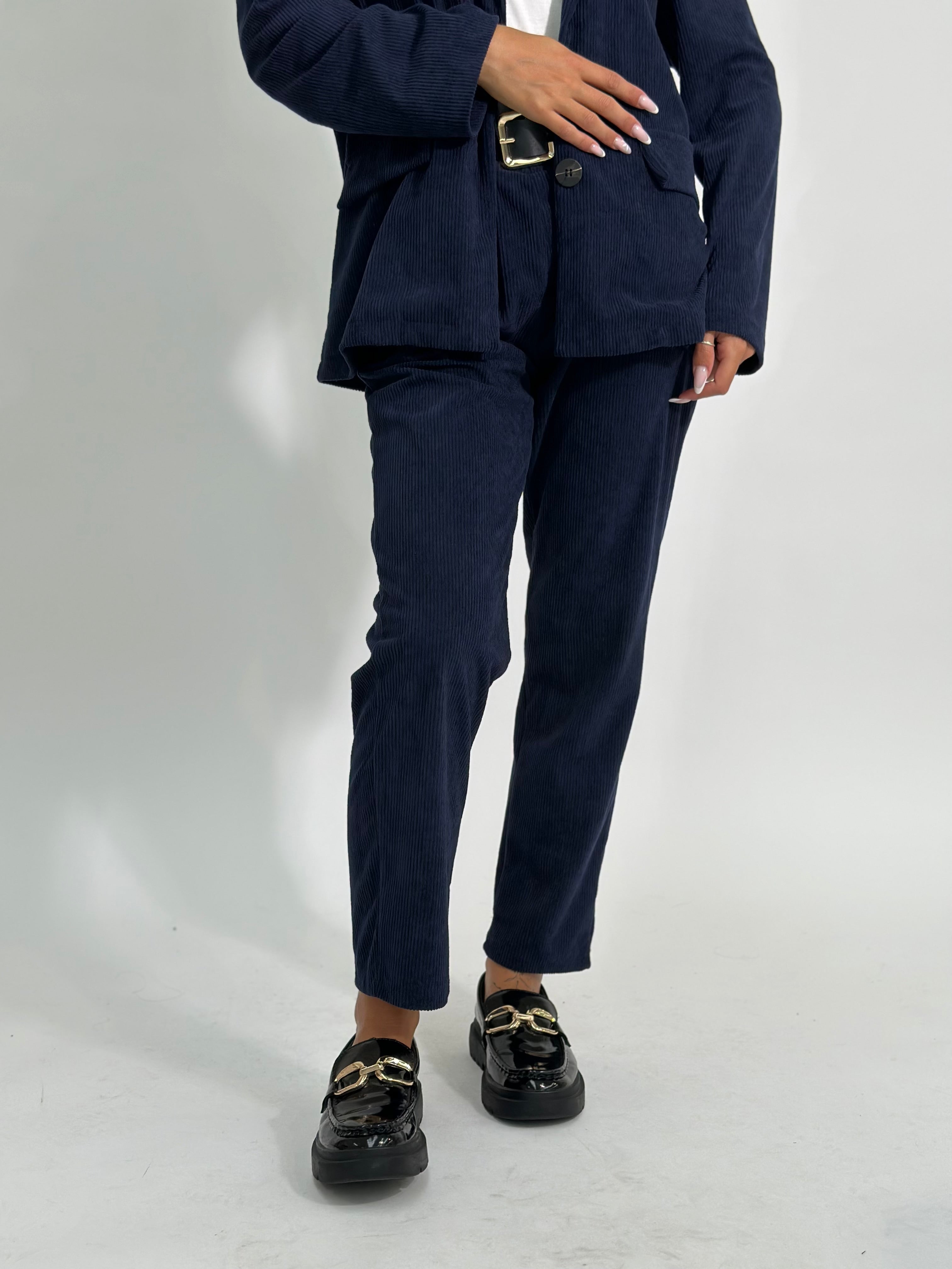 Pantalone velluto cintura 25337BLU