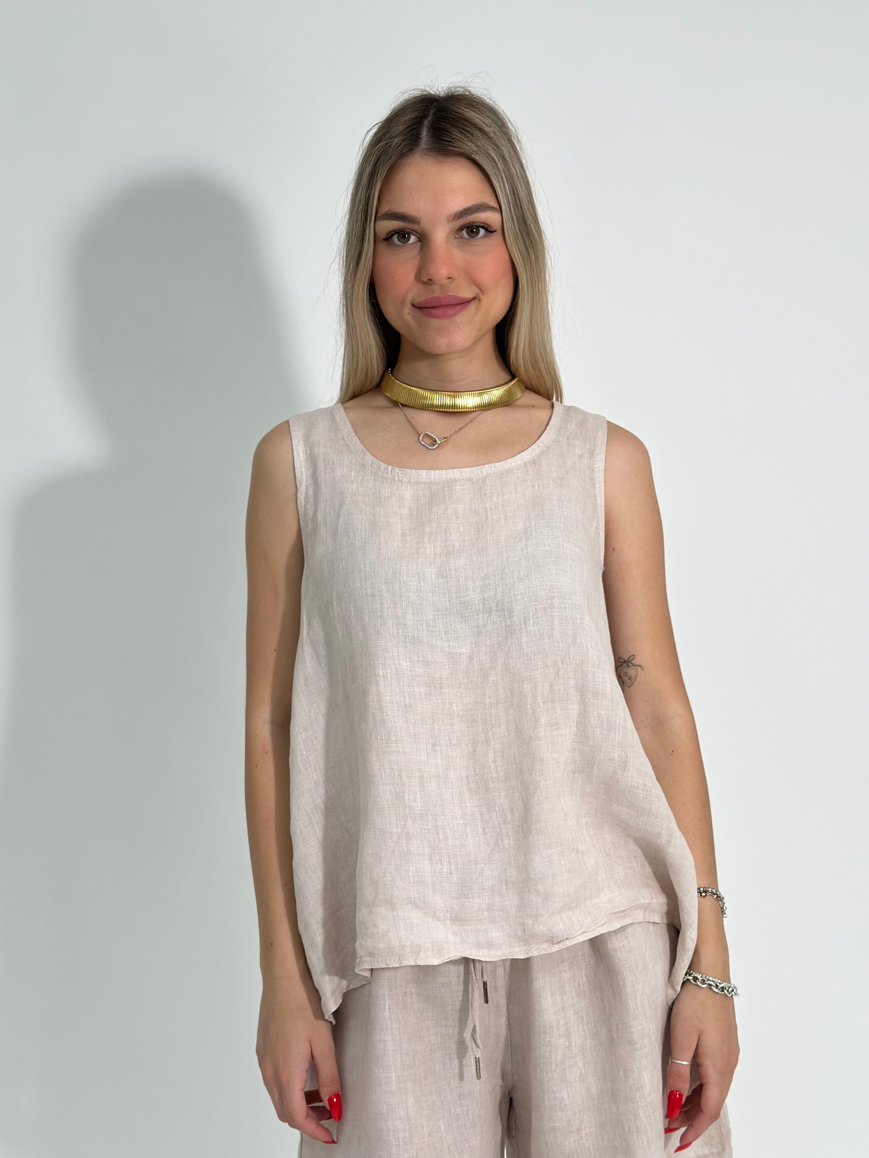 Canotta lino bottoni 89225