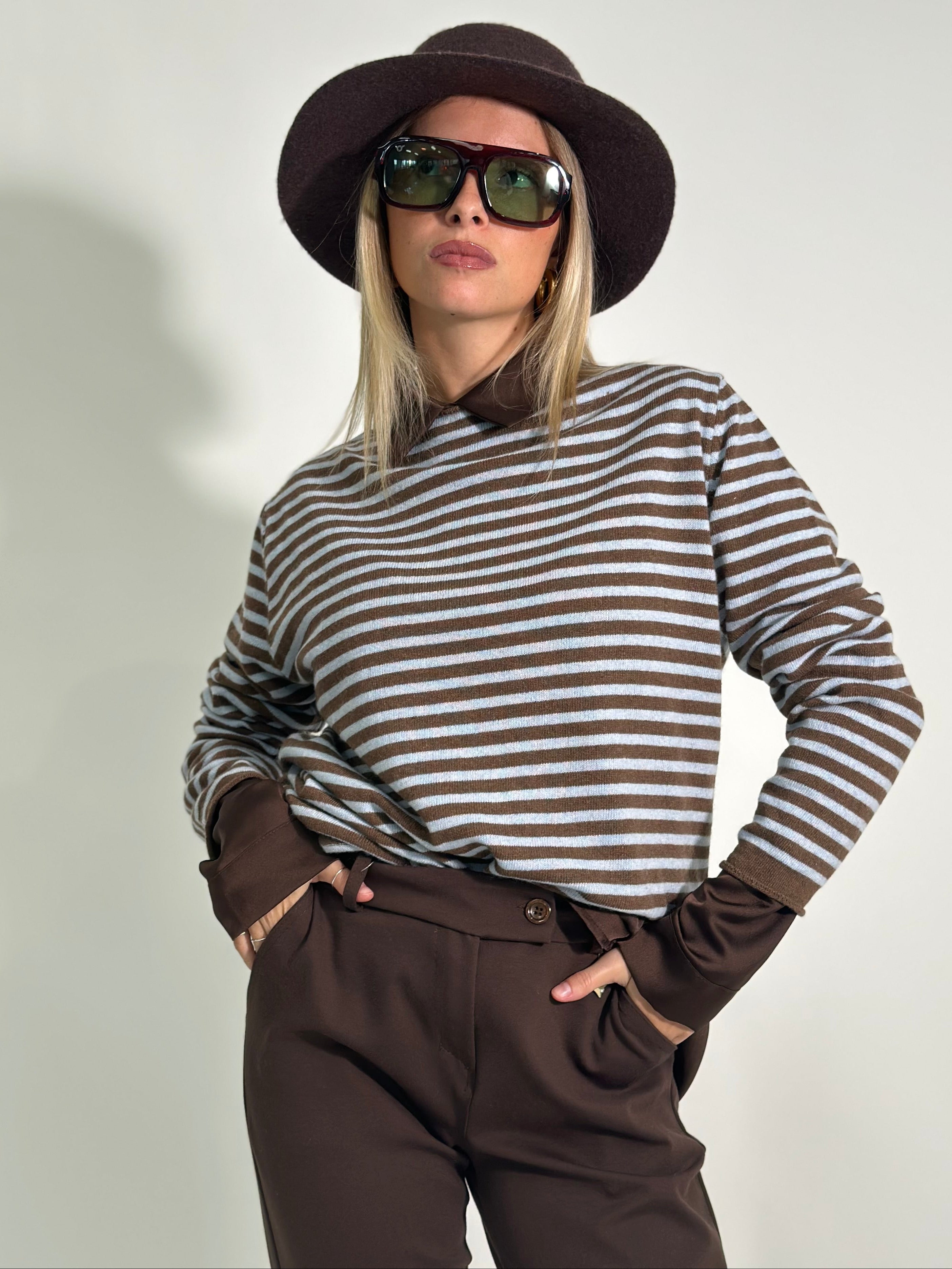 Maglia cashmere blend 6631 CIELO MORO