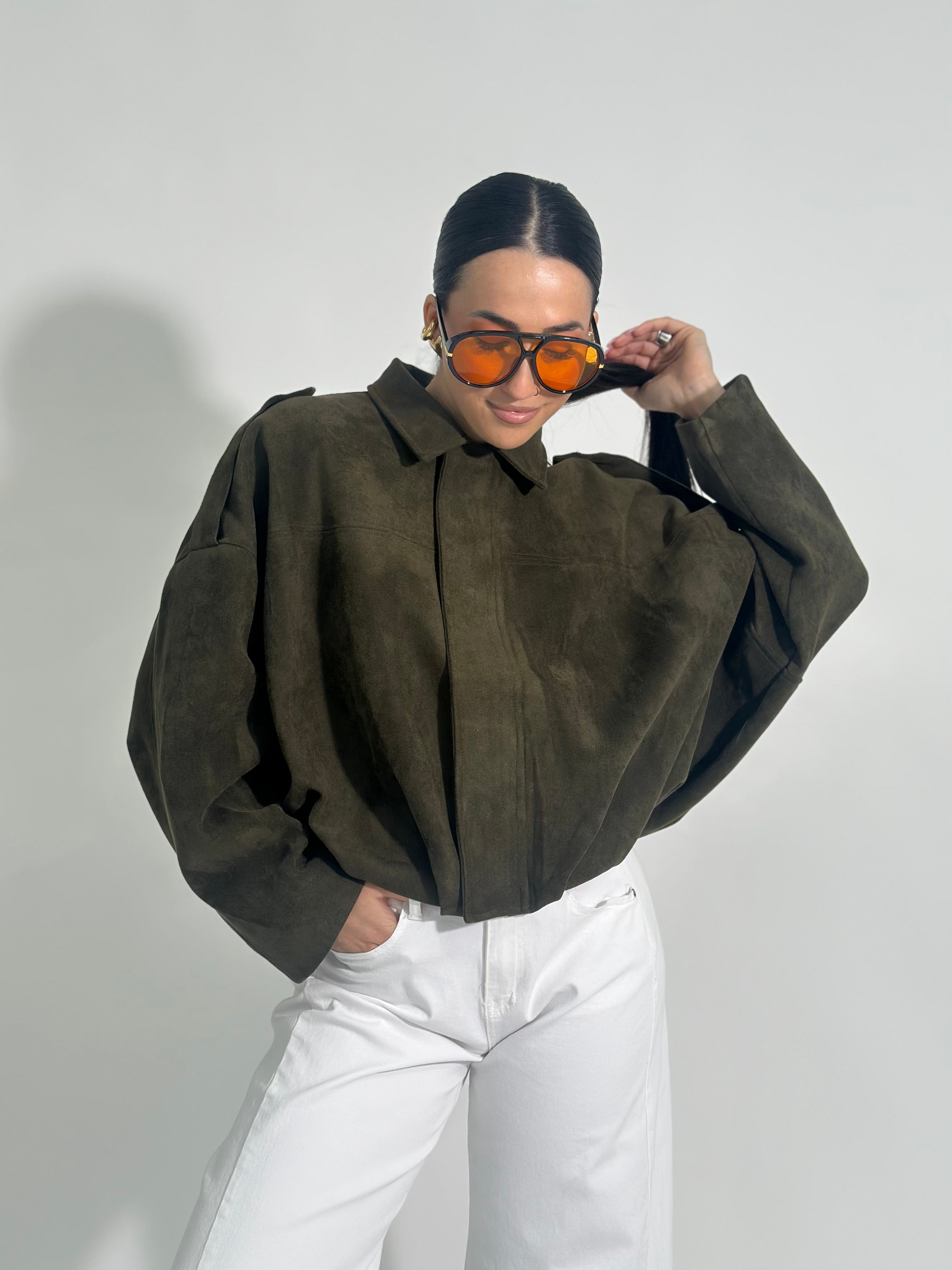 Bomber effetto scamosciato M840 VERDE