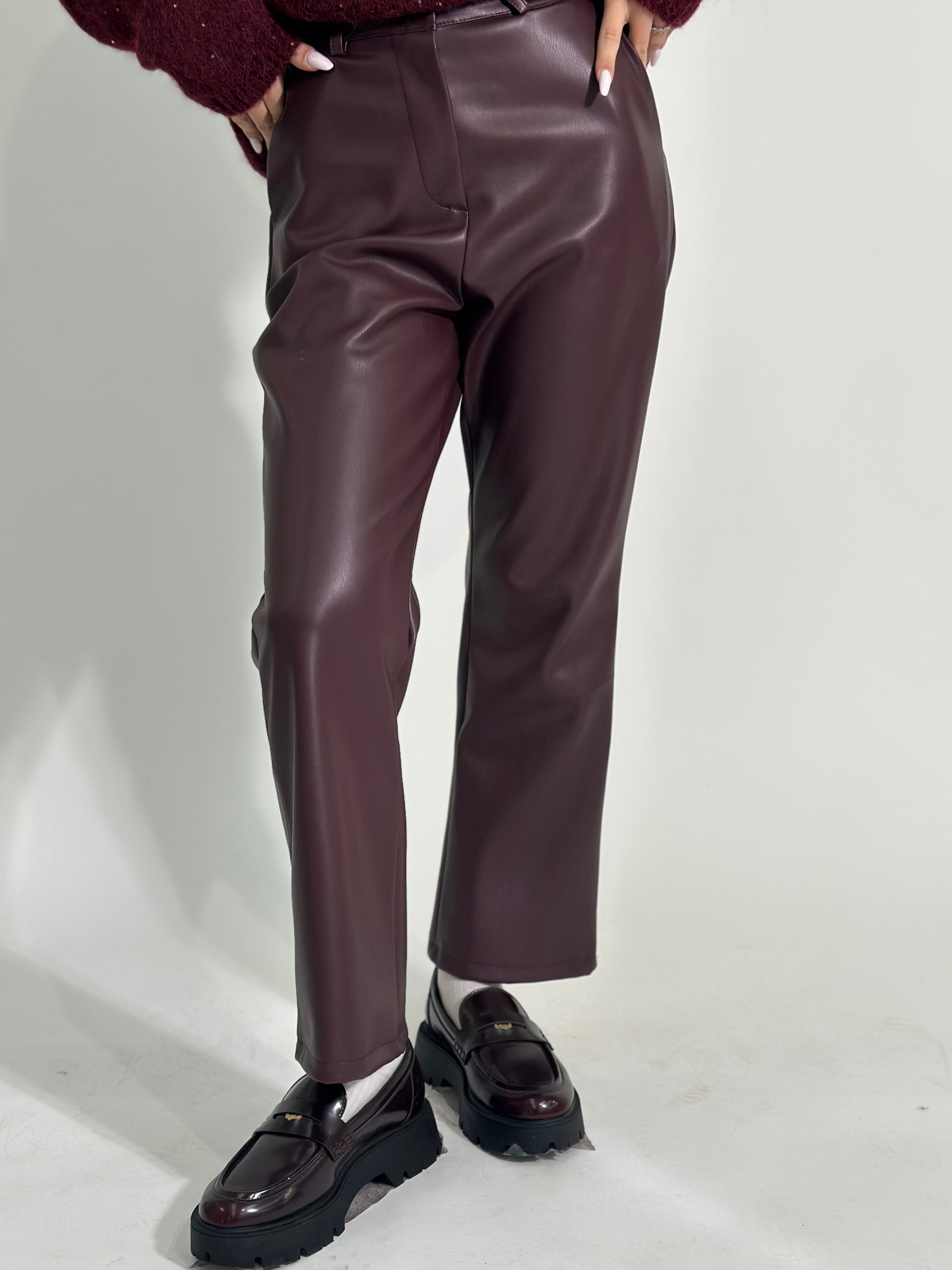 Pantalone ecopelle 7287 BURGUNDY