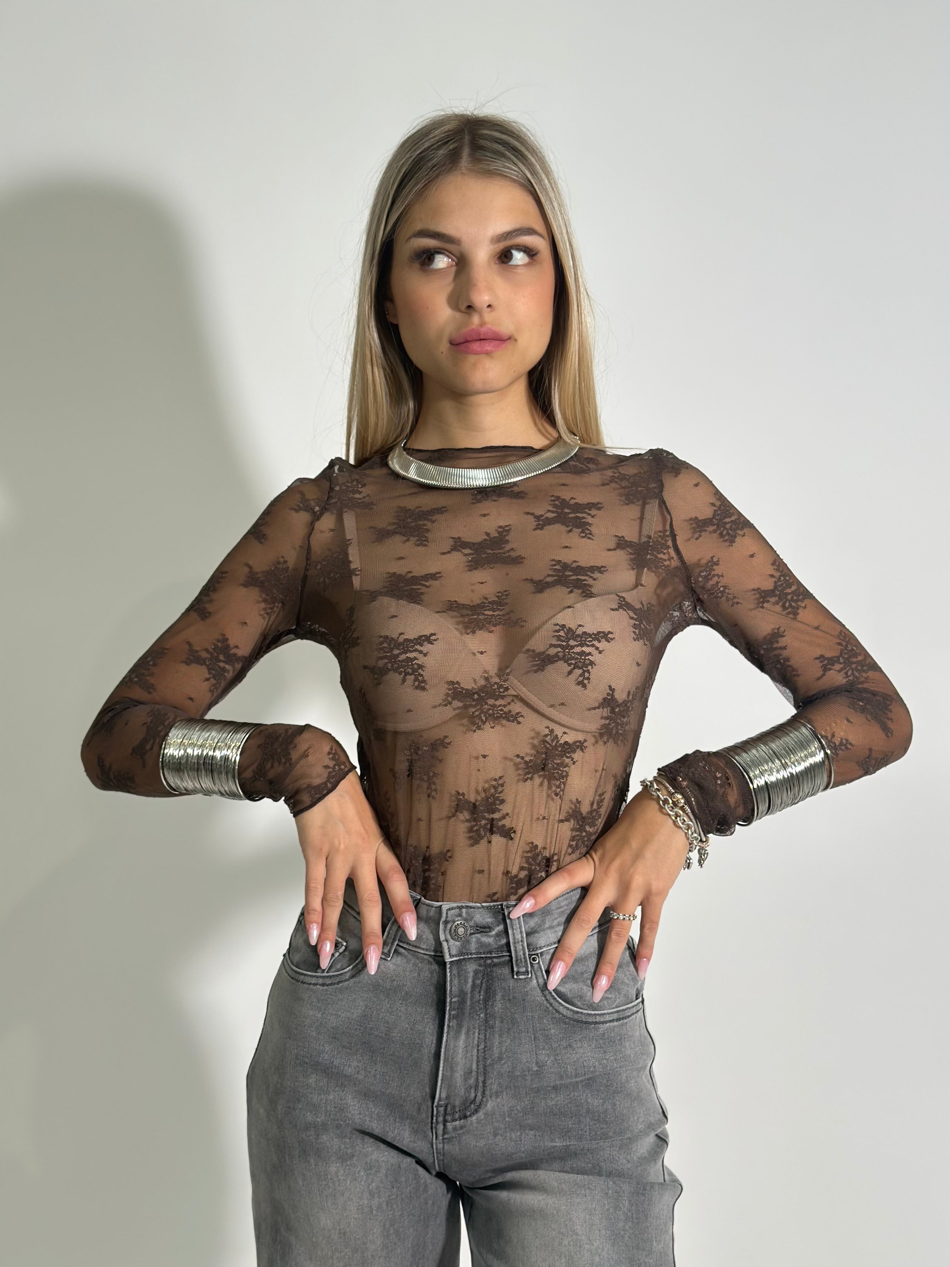 Maglia pizzo 27543 BROWN