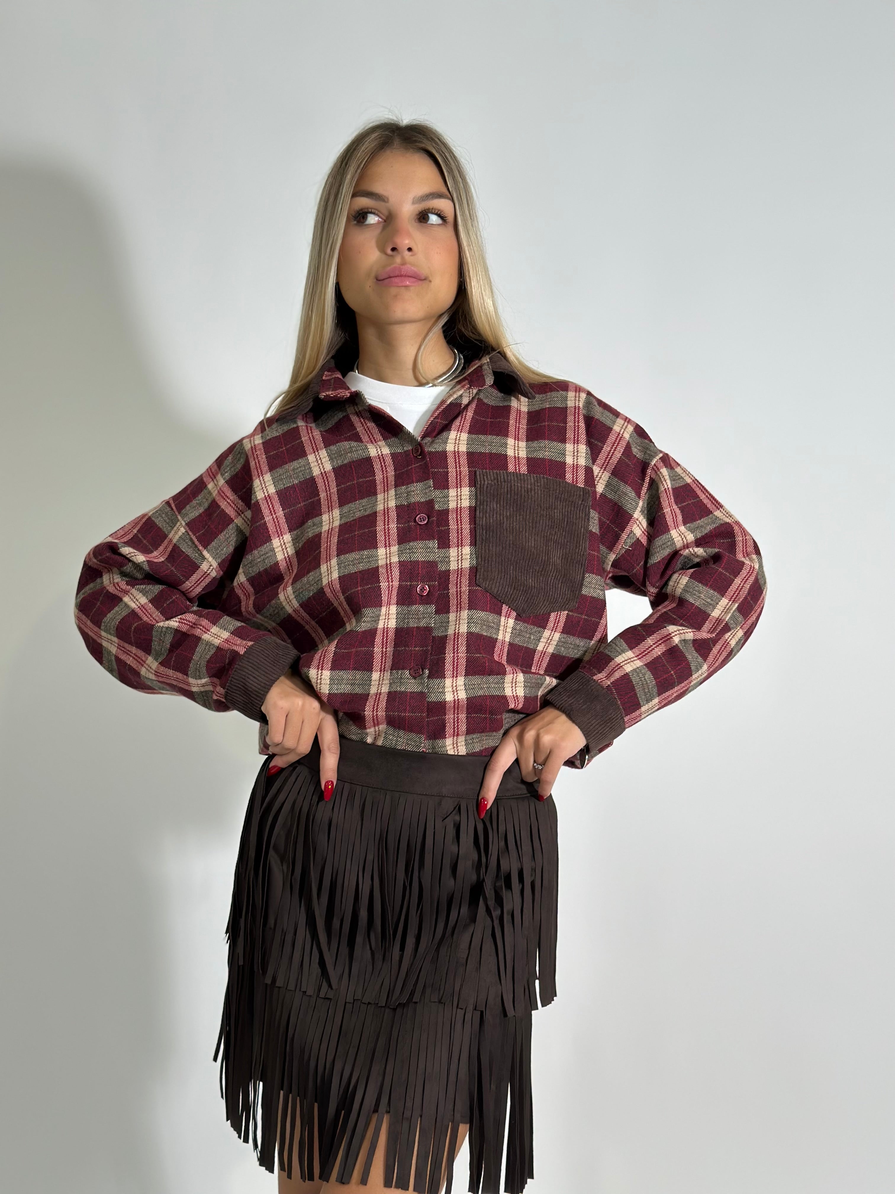 Camicia check 25683-1 BURGUNDY