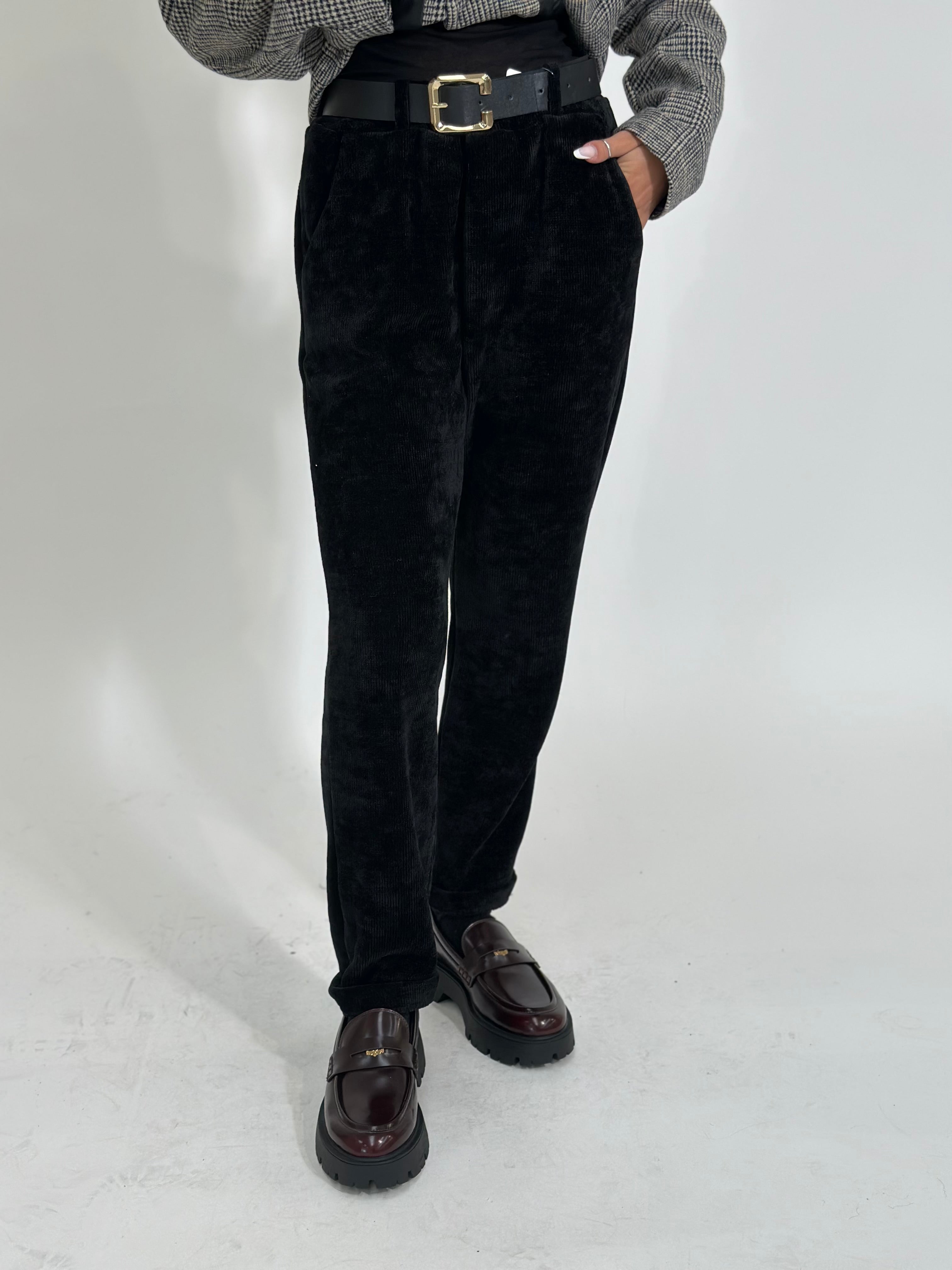 Pantalone costina K25337 NERO