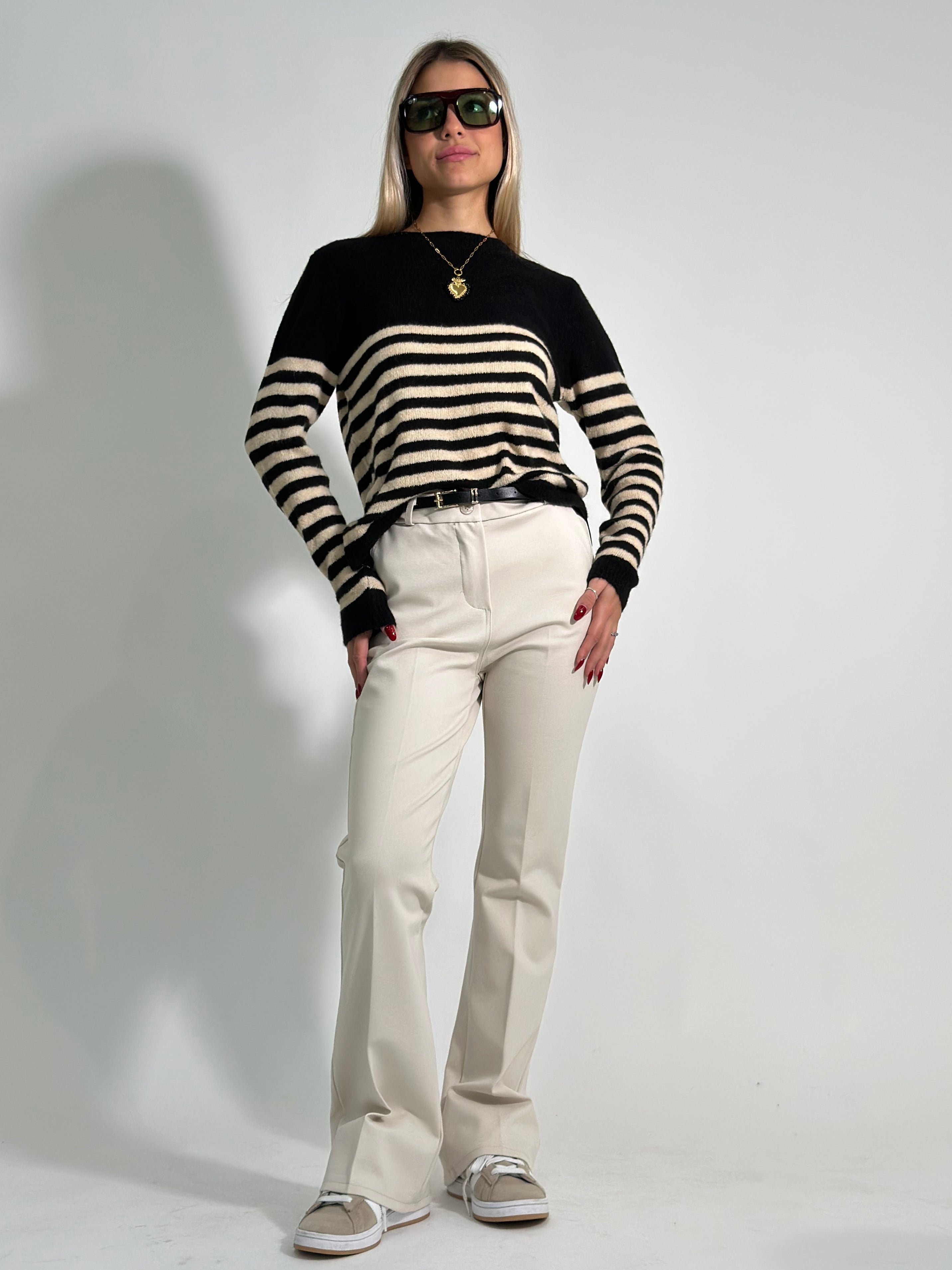 Pantalone flare tasca 51134 PANNA