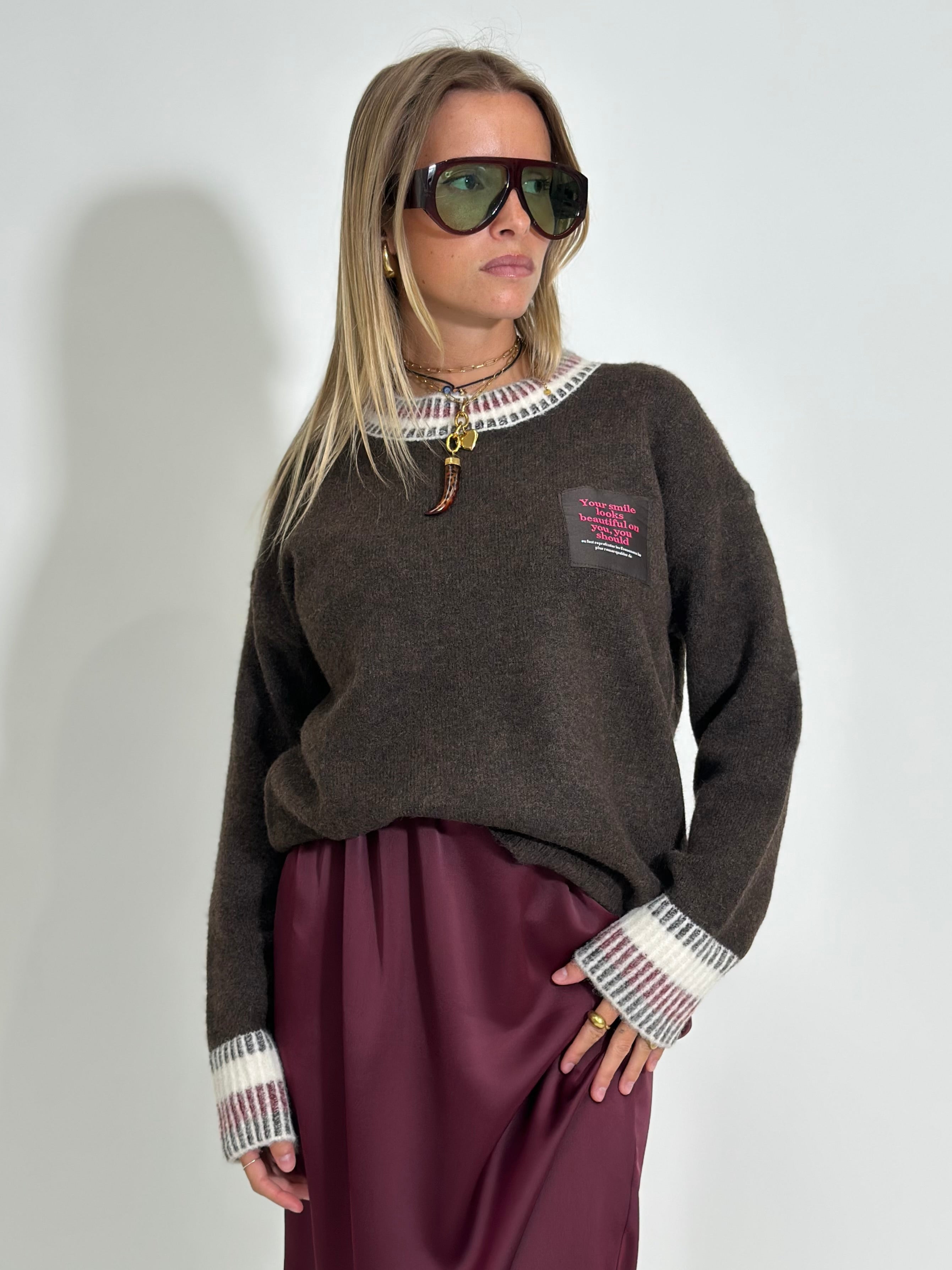 Maglia soft intarsio 4982526  MORO