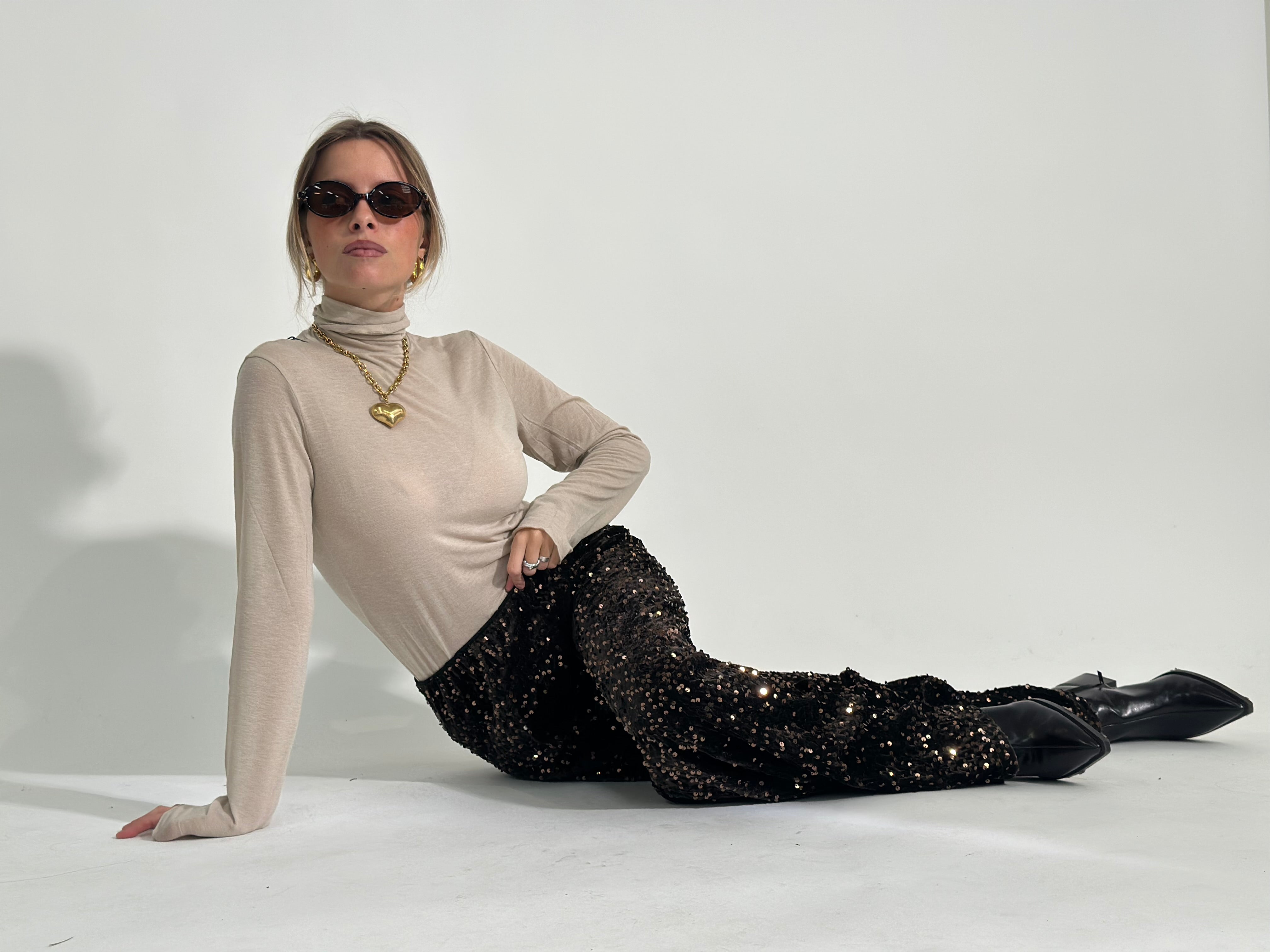 Pantalone paillettes 27833 MORO