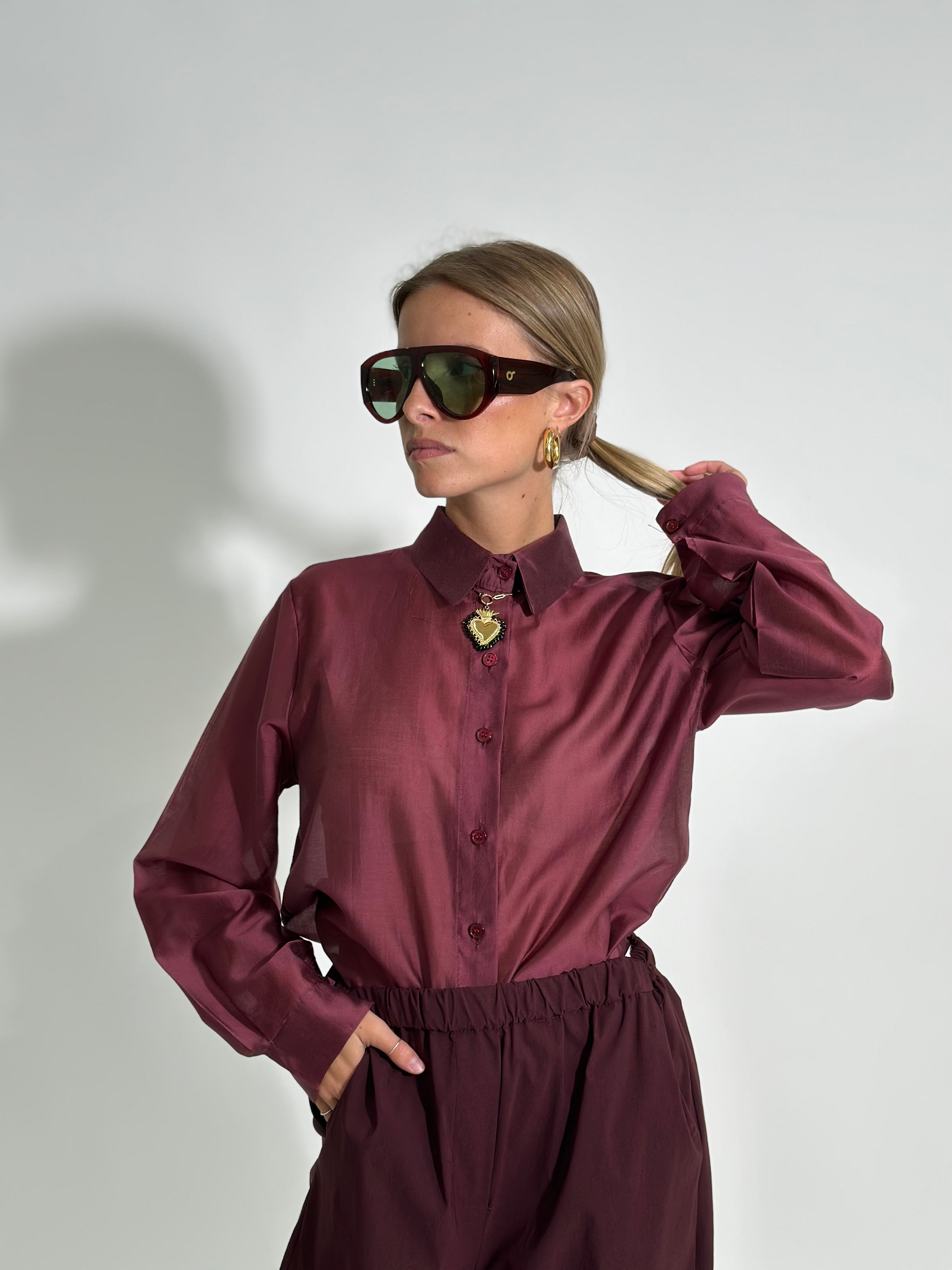 Camicia tencel 7988 BORDO'
