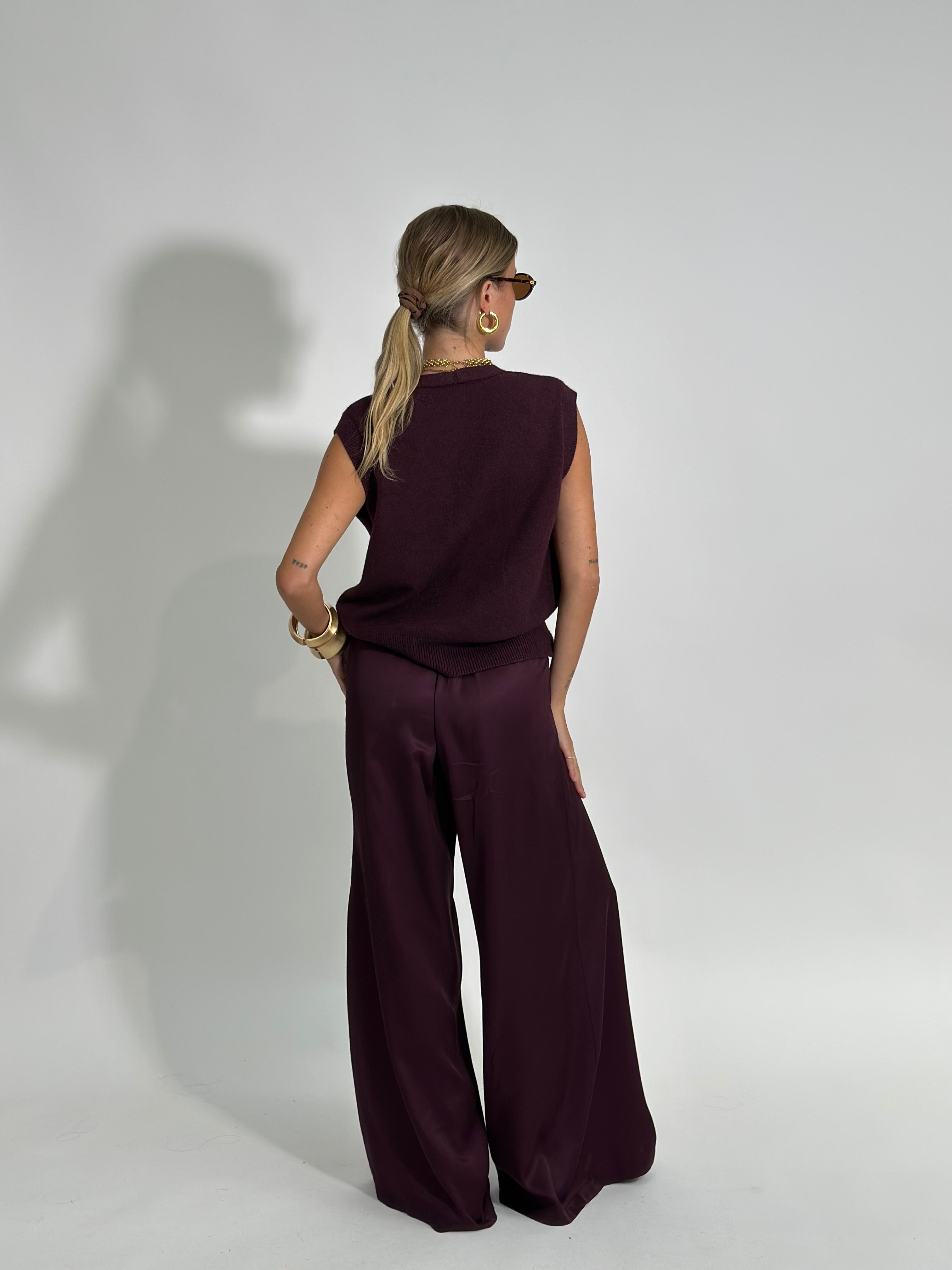 Pantalone fluido 2577 BORDO'