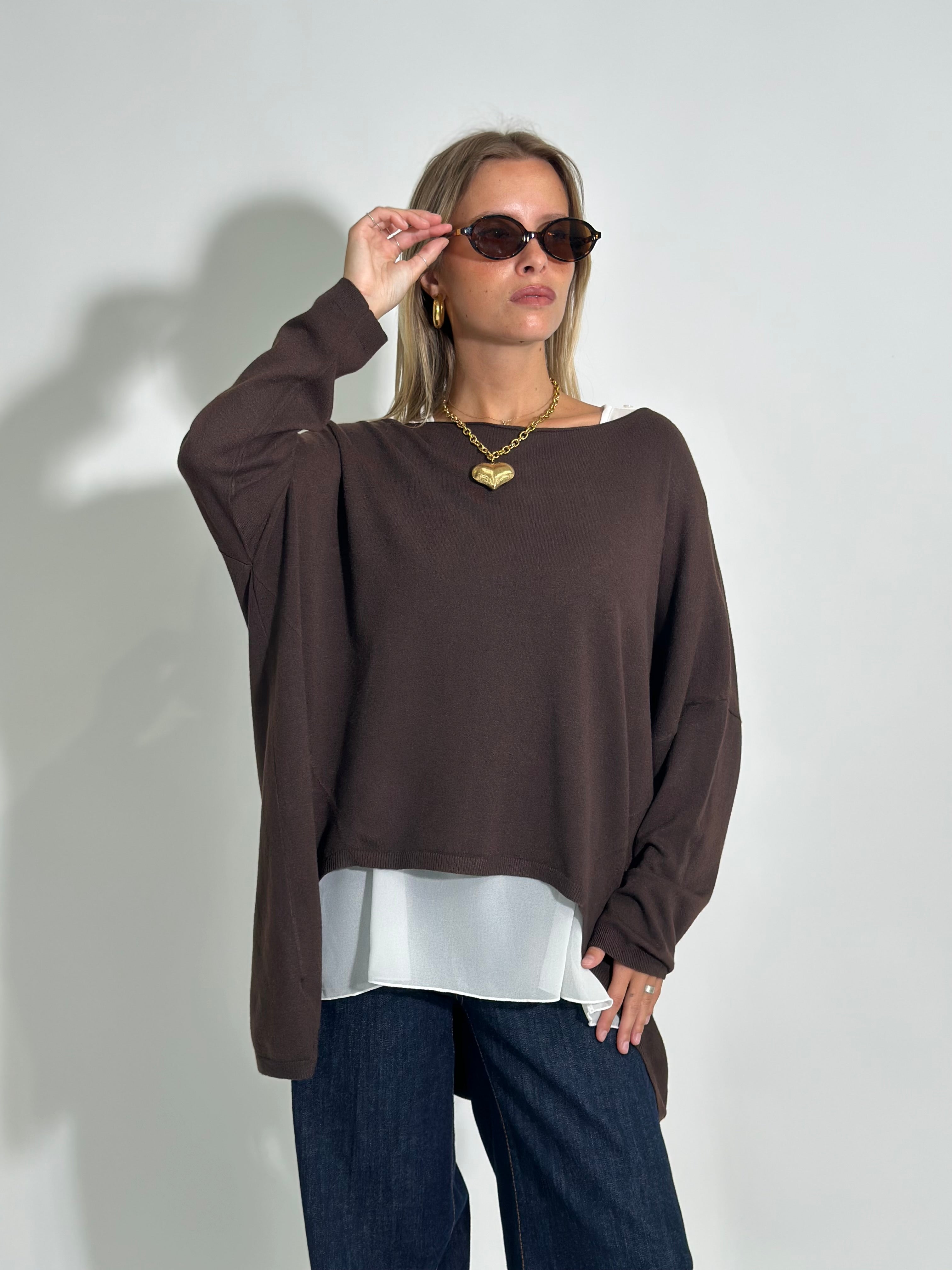 Maglia twin set M1101 MARRONE