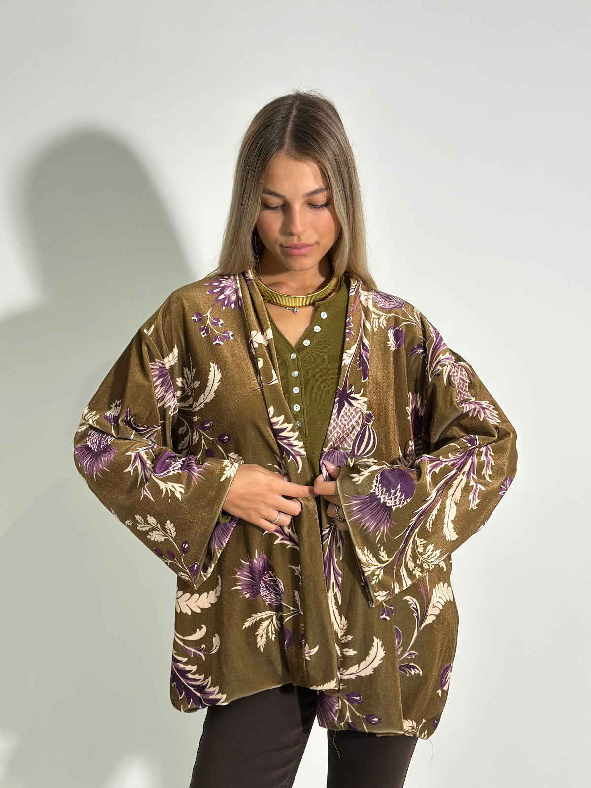 Kimono velvet 6515 AVOCADO