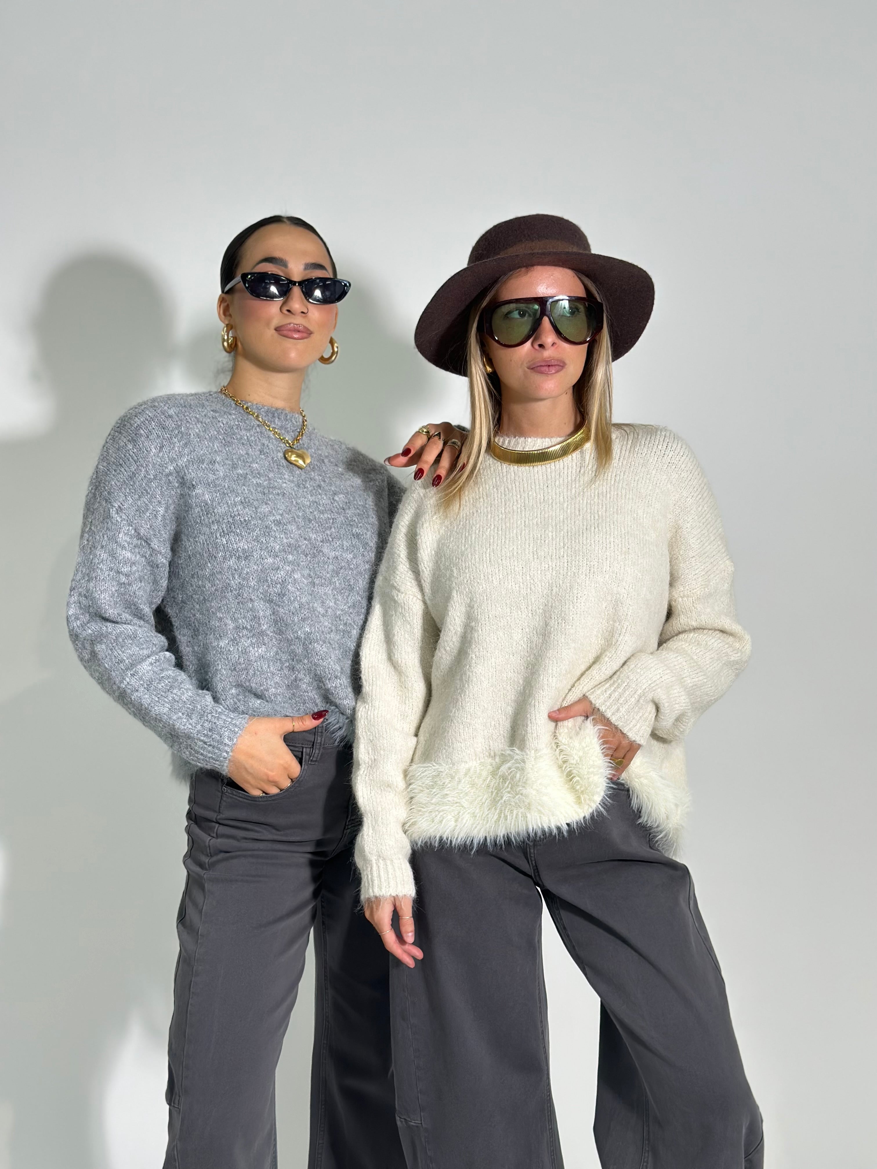 Maglia mohair J28133 PANNA