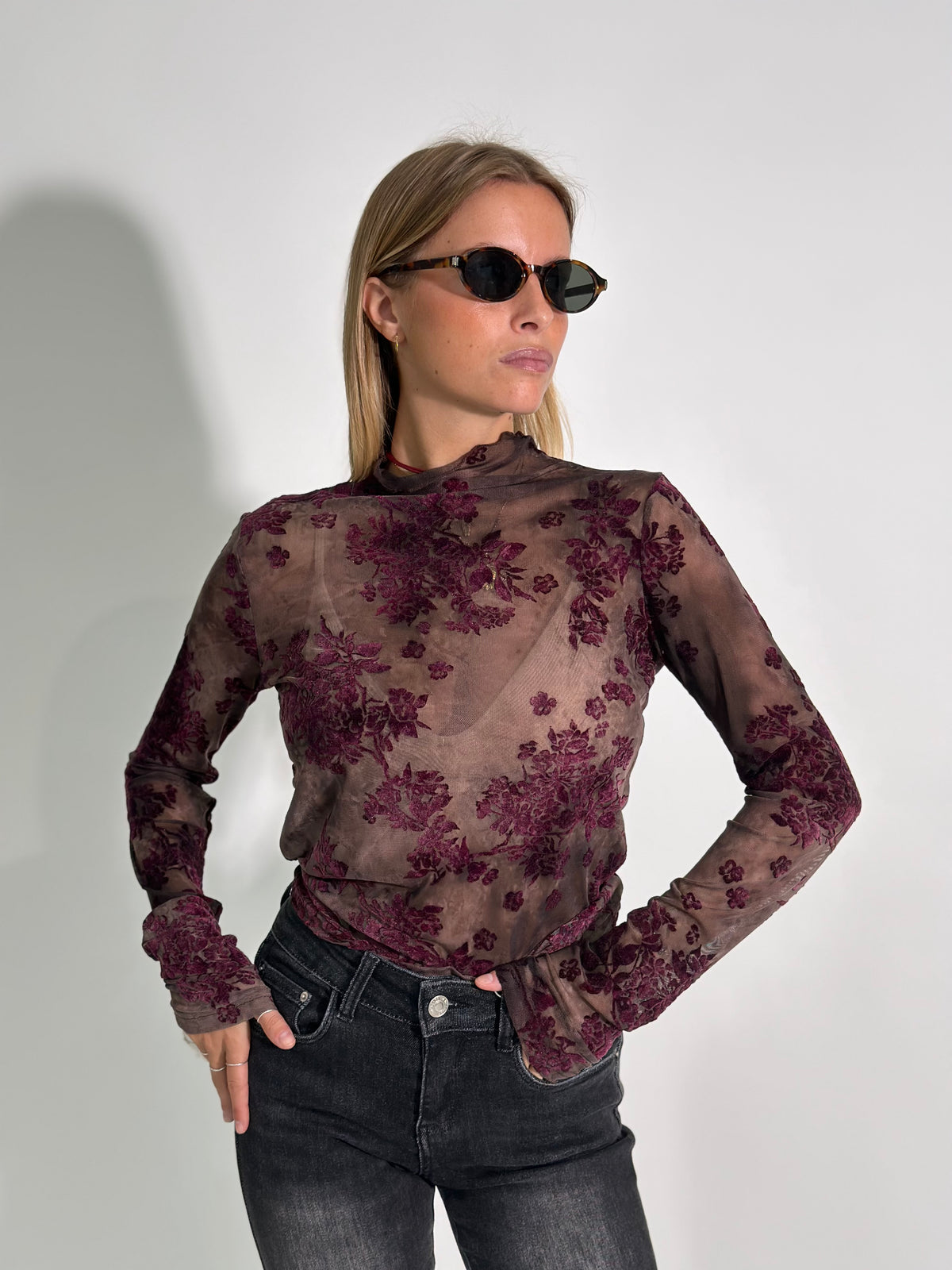 Maglia floccata 6873 BORDO'