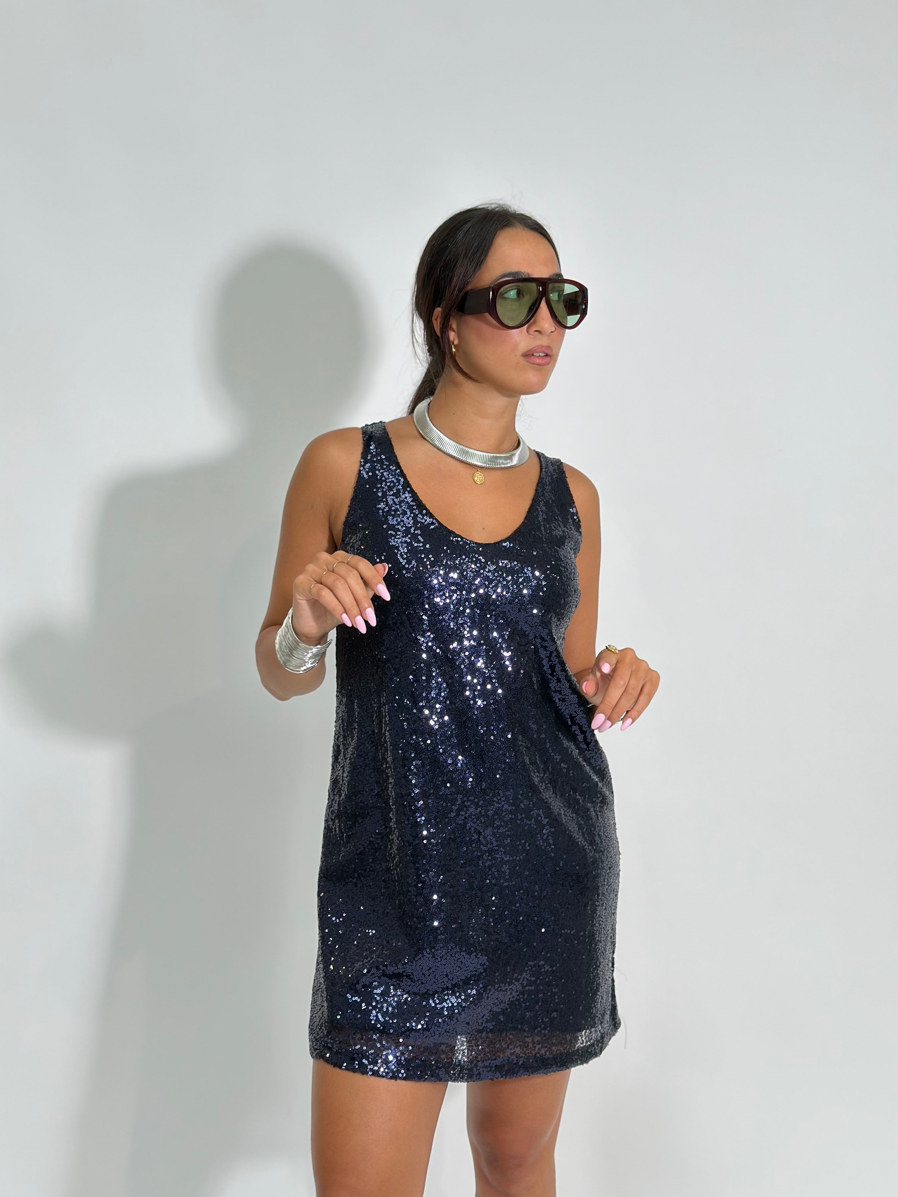 Abito paillettes 15658 BLU