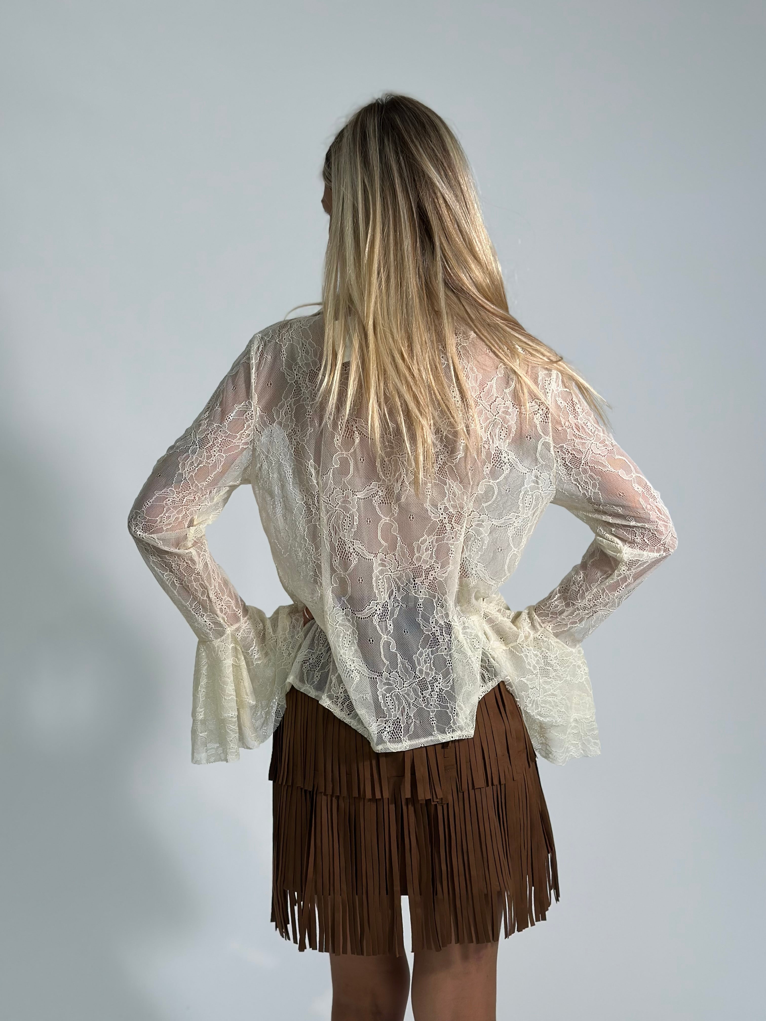 Camicia pizzo jabot 4700 PANNA