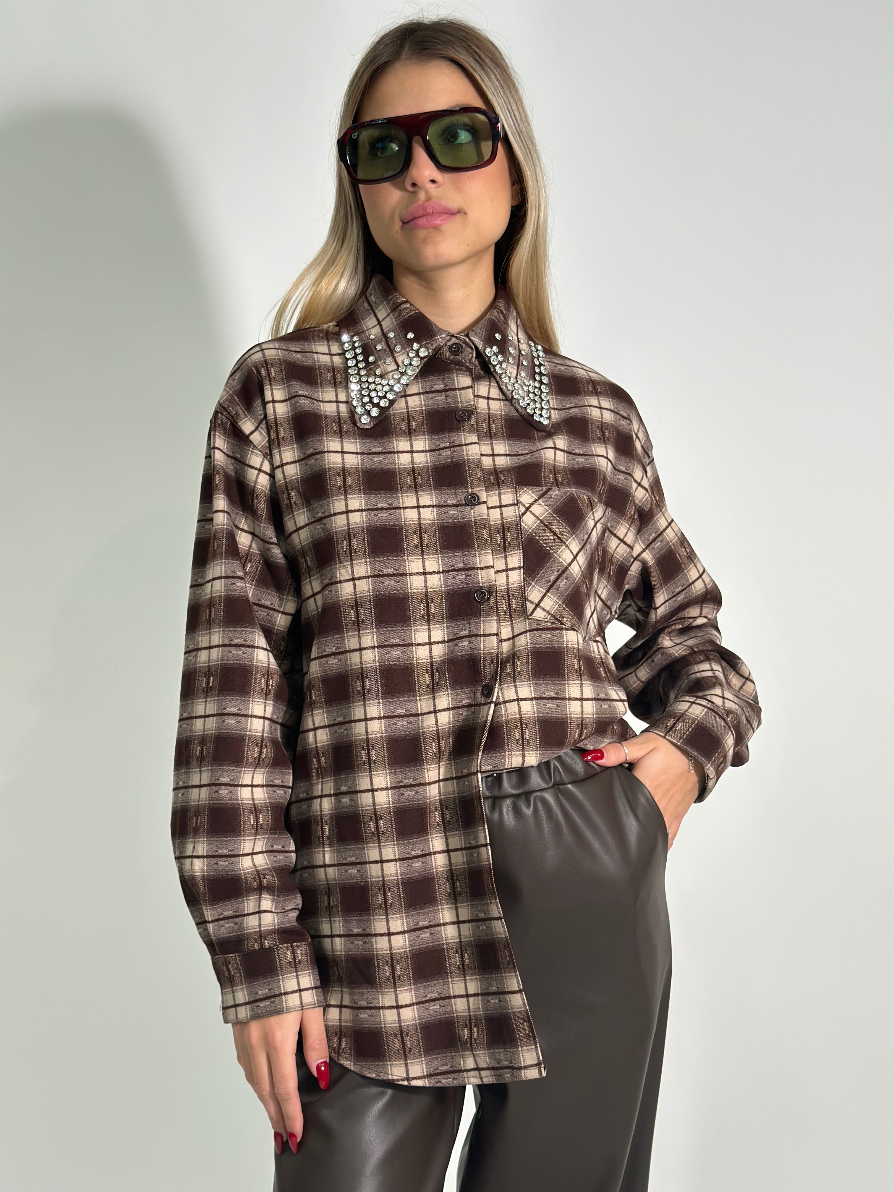 Camicia collo cristalli 2531 MORO